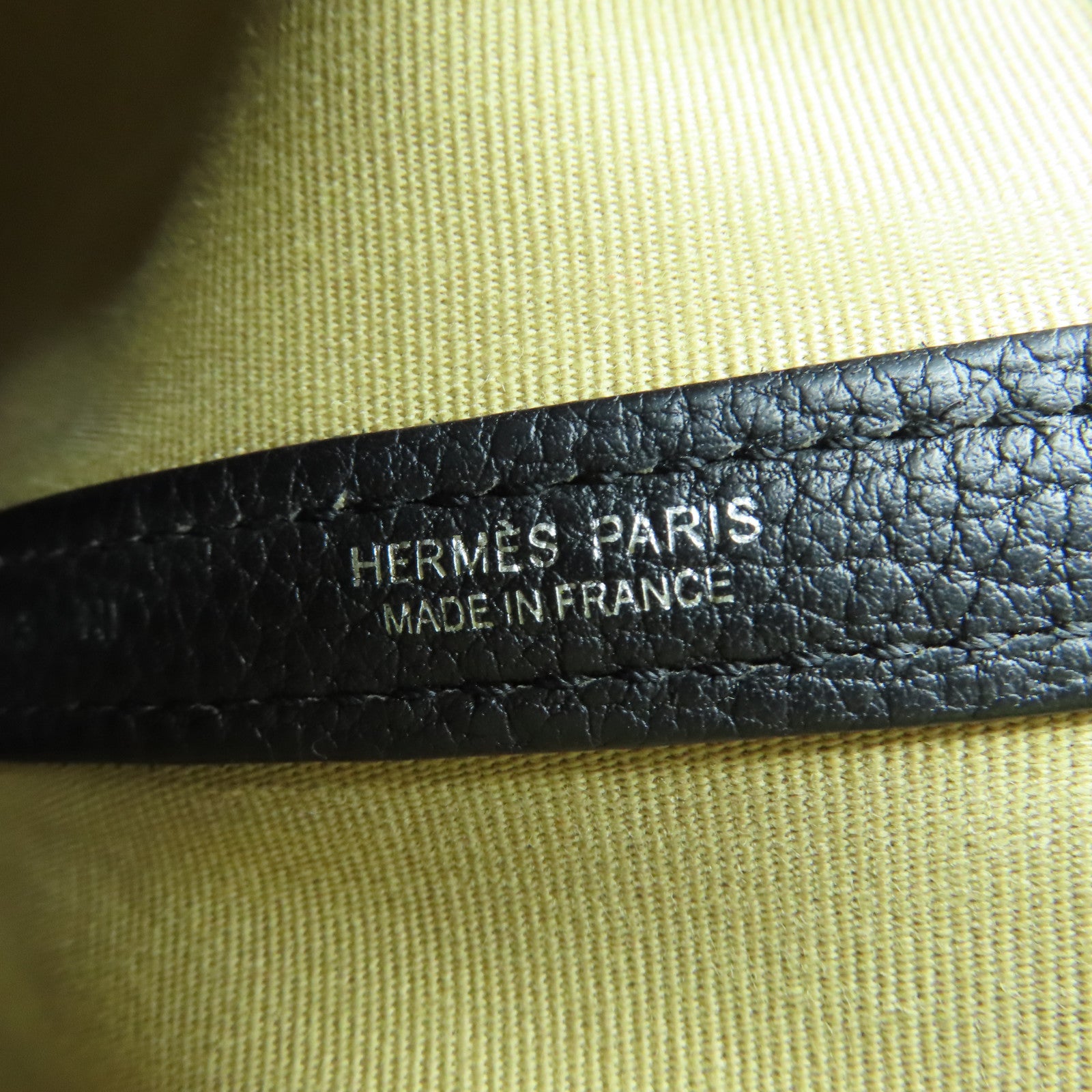 HERMES 帆布Garden Party PM銀扣手挽袋風衣卡其/黑色