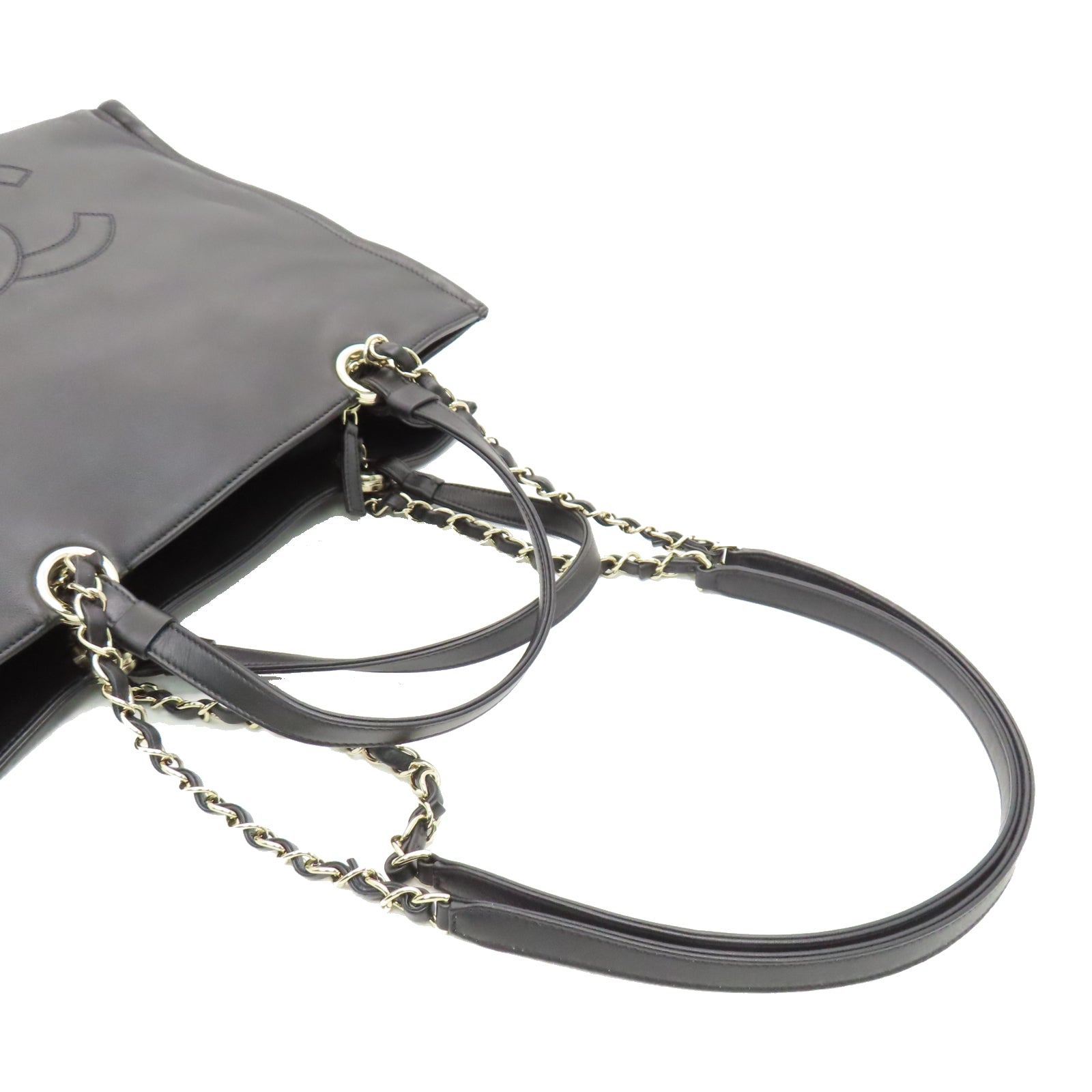 CHANEL 牛皮皮革2 Way Shoulder Handbag金扣链带肩背袋黑色