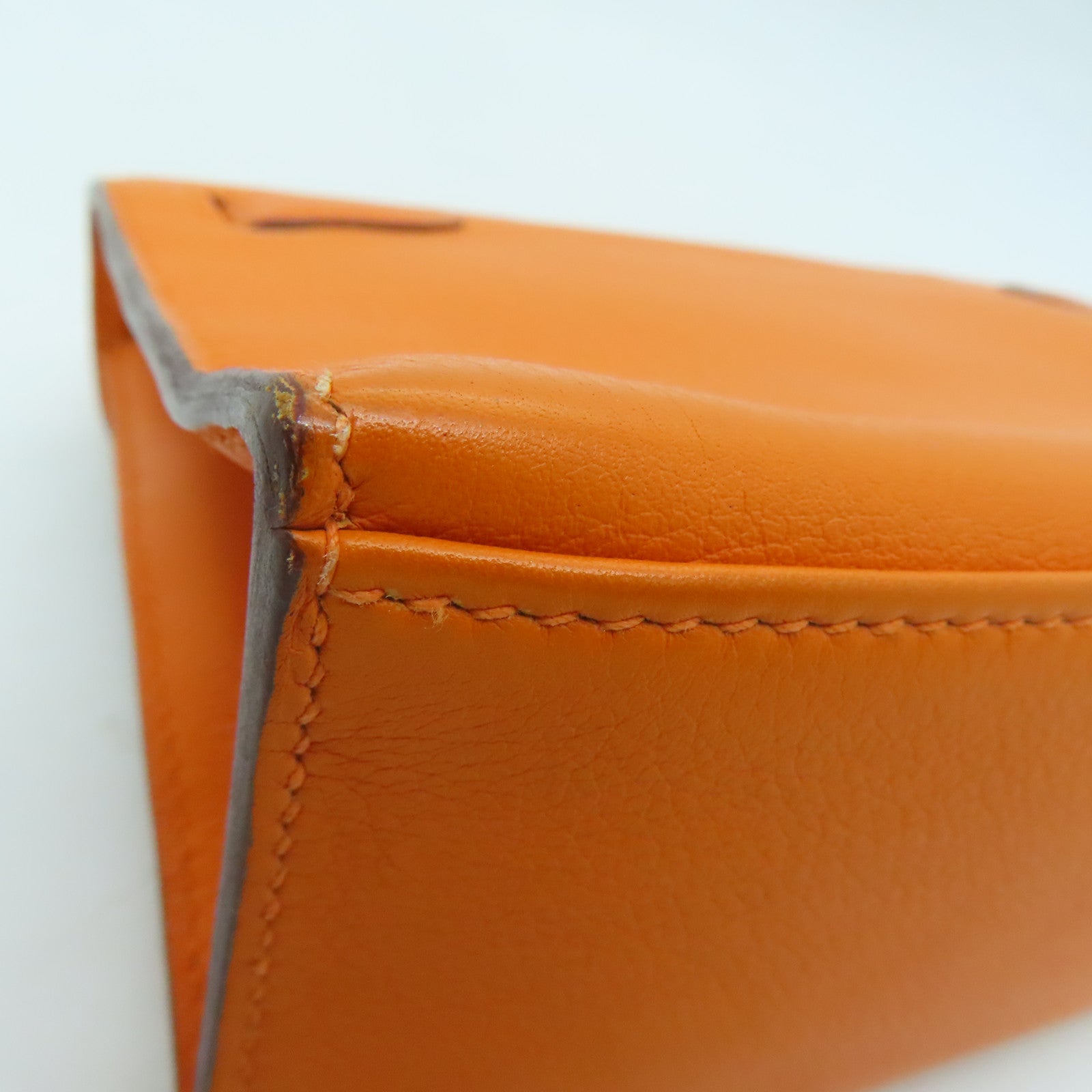 HERMES 【激減優惠】Swift皮革Kelly Pochette金扣手挽袋橙色