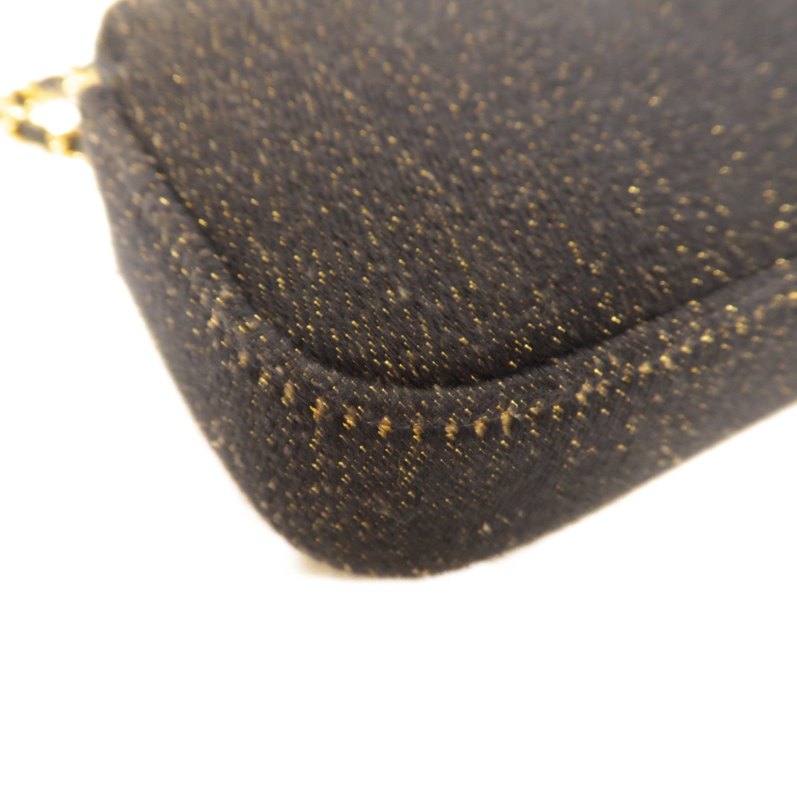 CHANEL 帆布Chain Shoulder Bag金扣鏈帶肩背袋深藍色