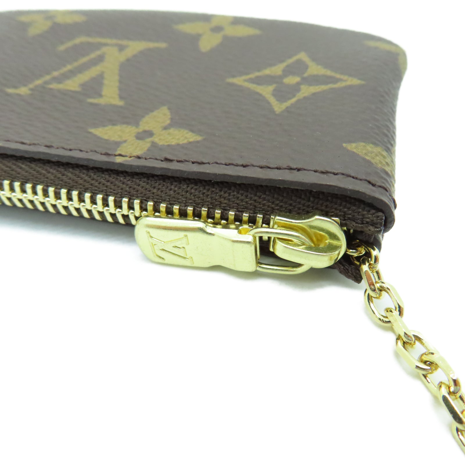 LOUIS VUITTON Monogram Key Case金扣零钱包棕色