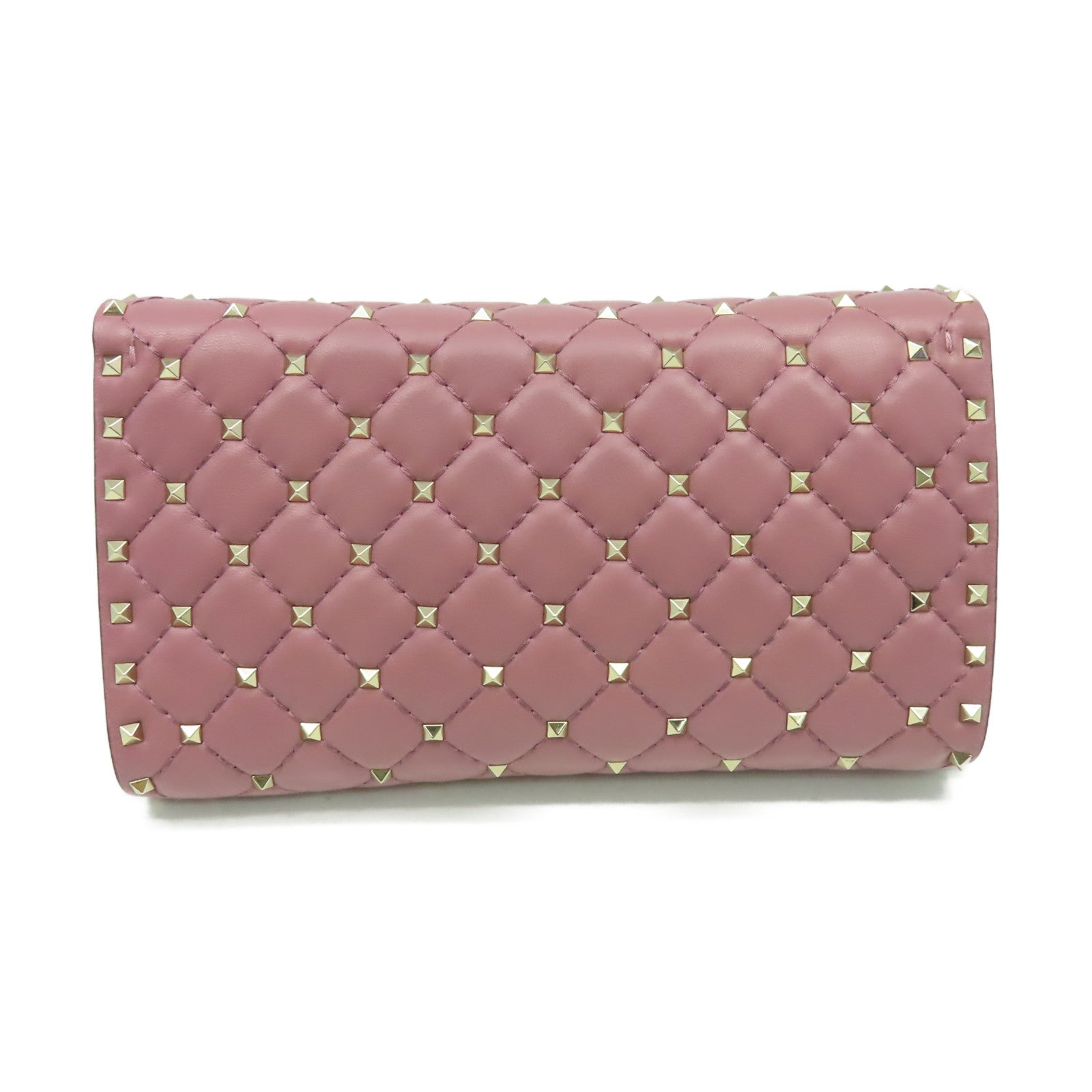 Valentino 牛皮皮革Rock Studs Chain Shoulder Bag金扣鏈帶肩背袋紫粉色