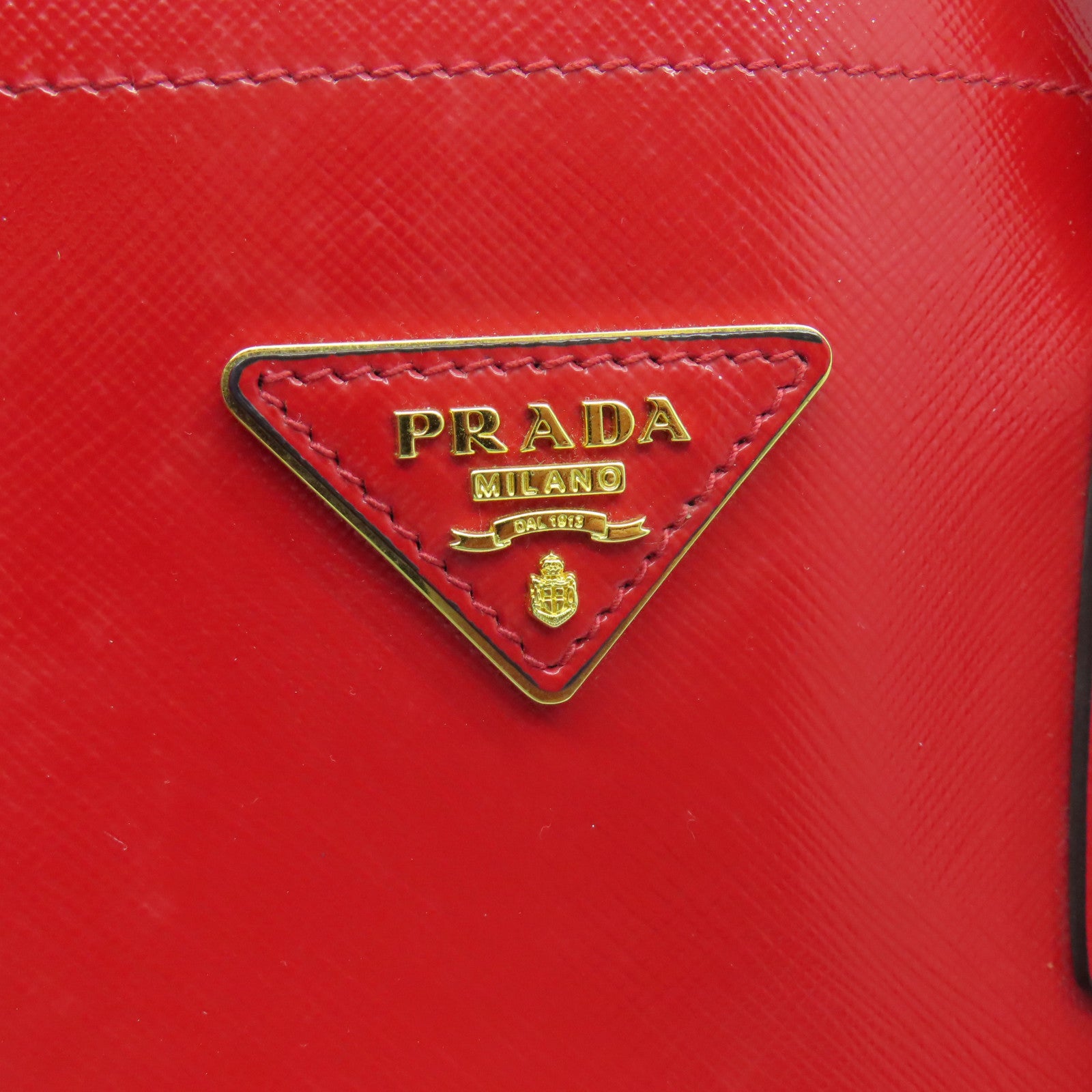 PRADA Saffiano Vernice皮革Handbag金扣手挽袋紅色