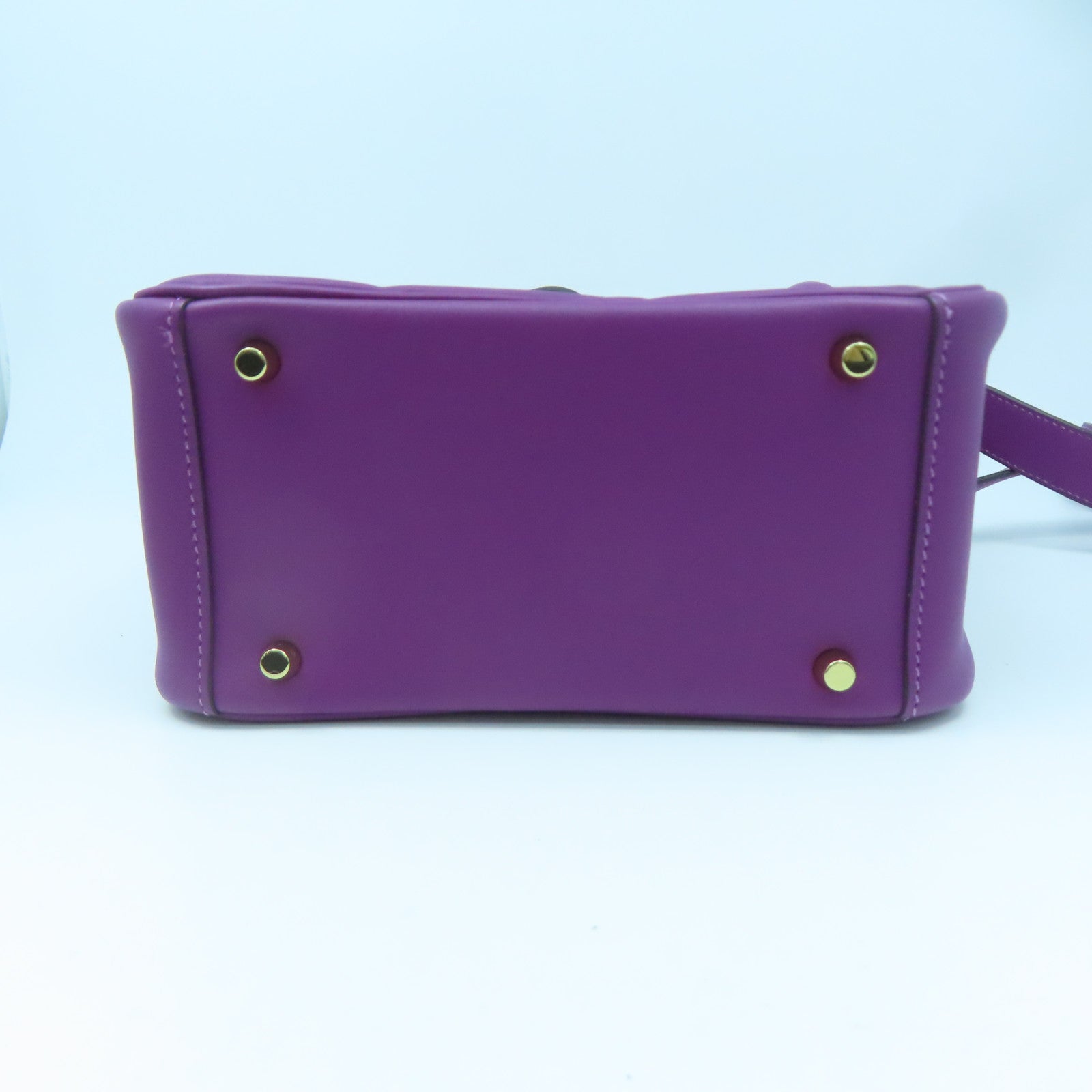 HERMES Swift Leather Mini Lindy Gold Buckle Handle Shoulder Bag Purple