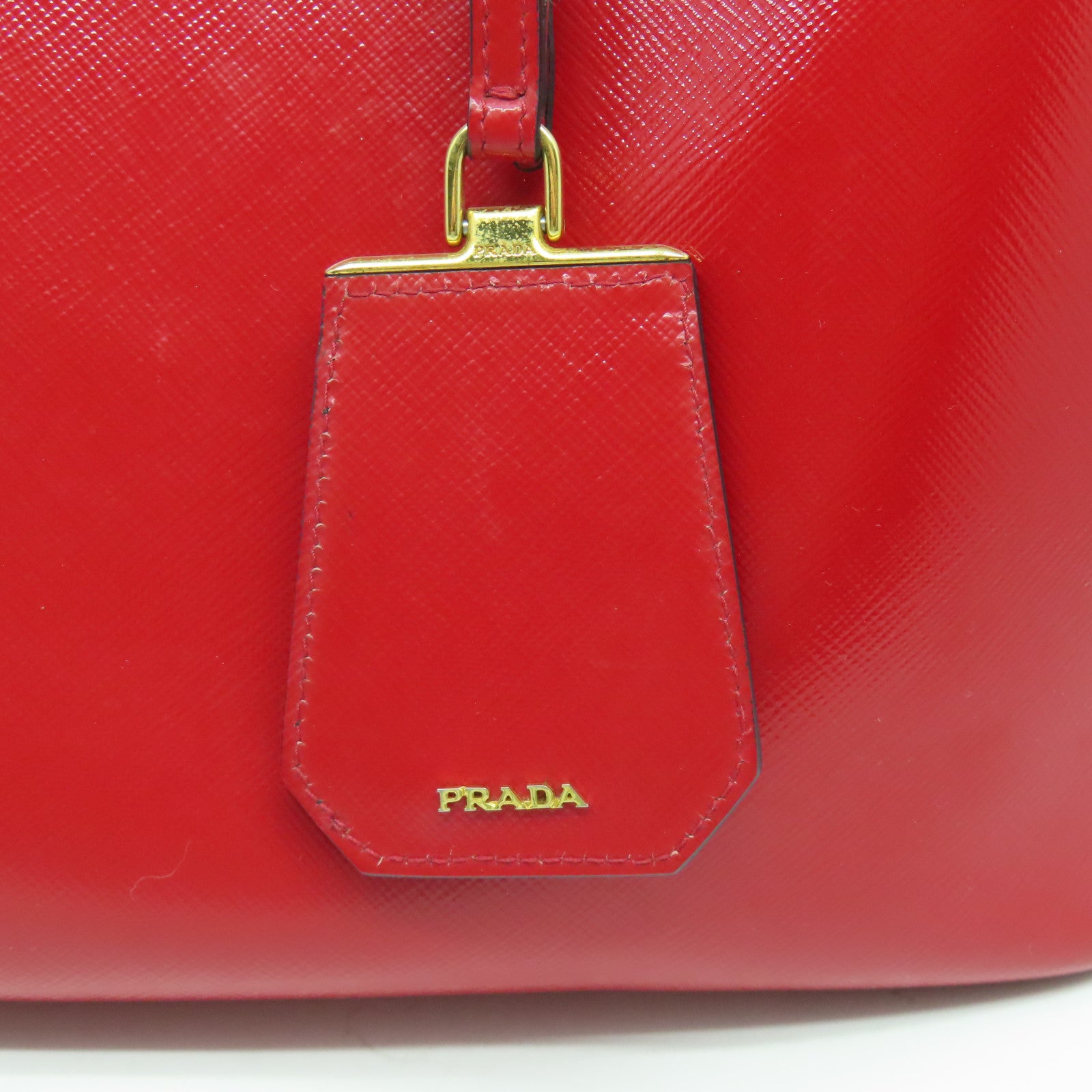 PRADA Saffiano Vernice皮革Handbag金扣手挽袋紅色