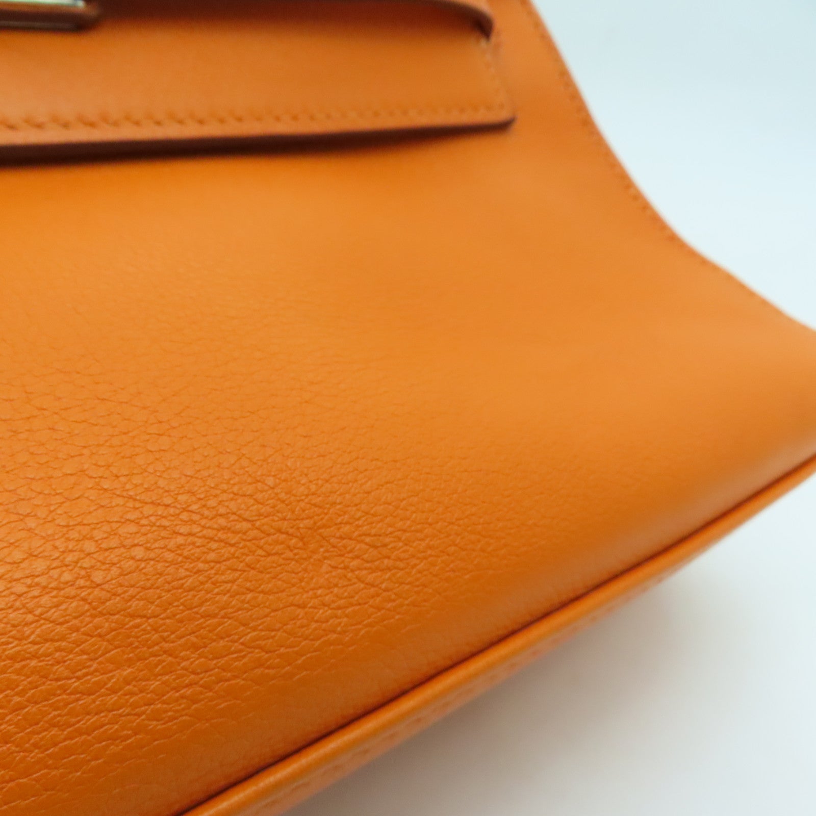 HERMES 【激減優惠】Swift皮革Kelly Pochette金扣手挽袋橙色