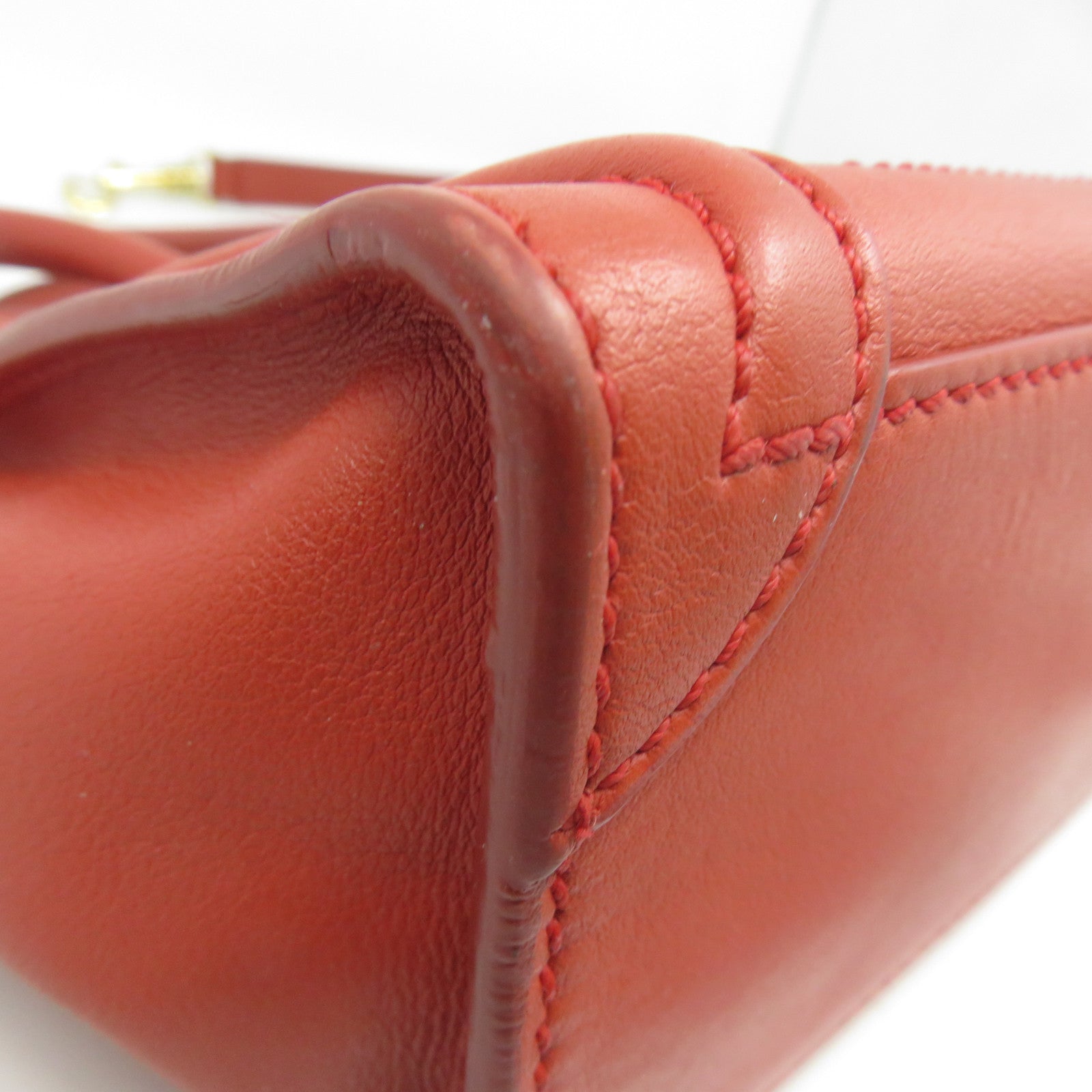 CELINE 牛皮皮革Nano Luggage金扣手挽肩背兩用袋紅色