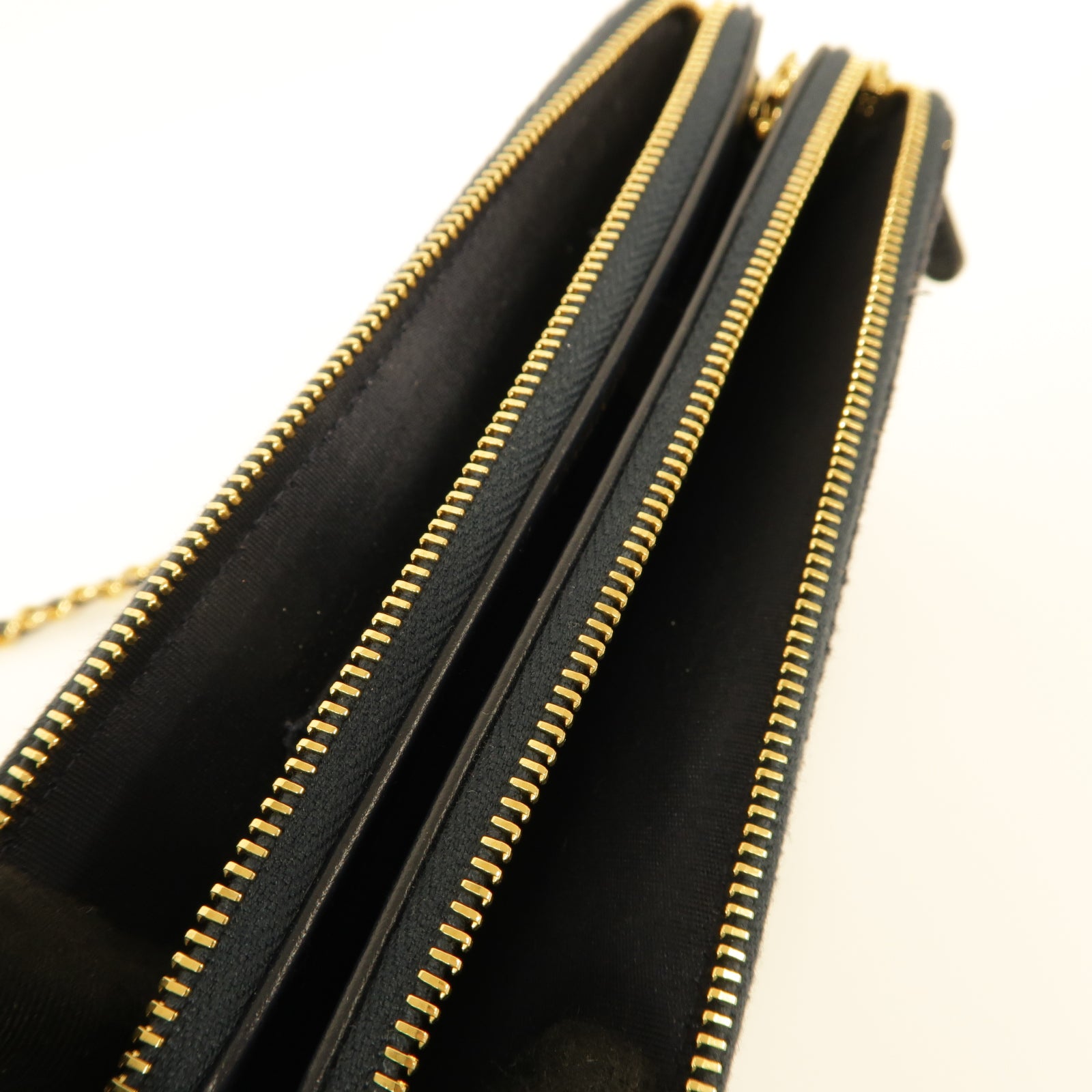 CHANEL 帆布Chain Shoulder Bag金扣鏈帶肩背袋深藍色