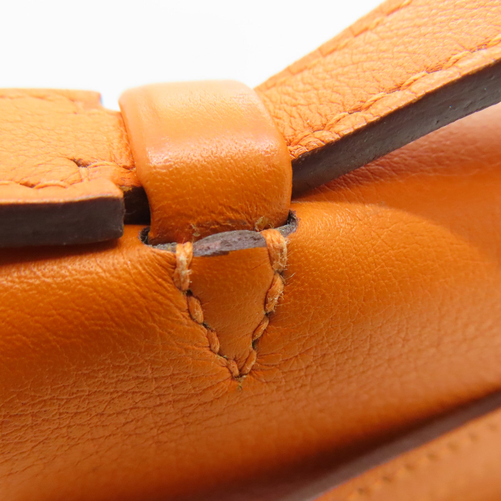 HERMES 【激減優惠】Swift皮革Kelly Pochette金扣手挽袋橙色