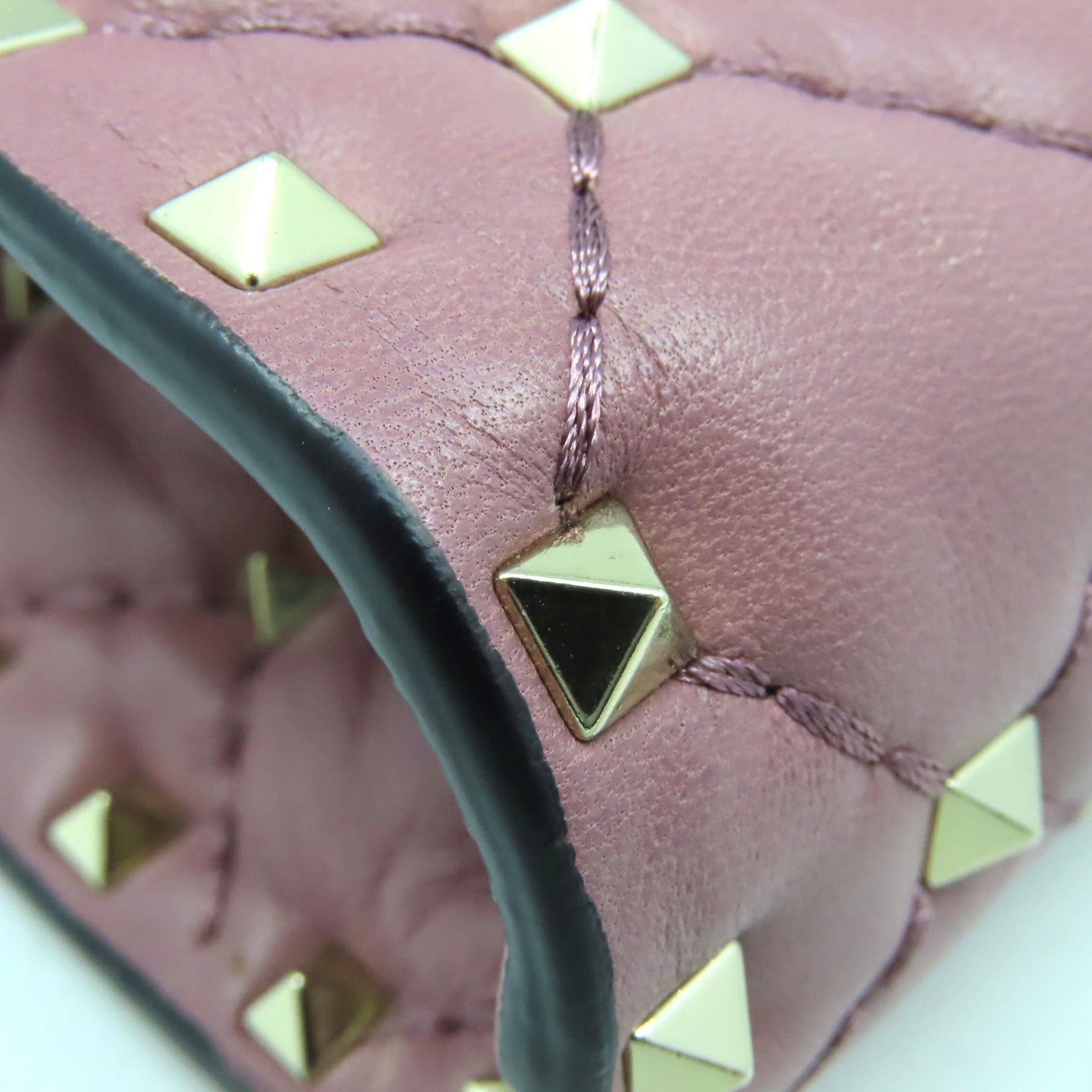 Valentino 牛皮皮革Rock Studs Chain Shoulder Bag金扣鏈帶肩背袋紫粉色
