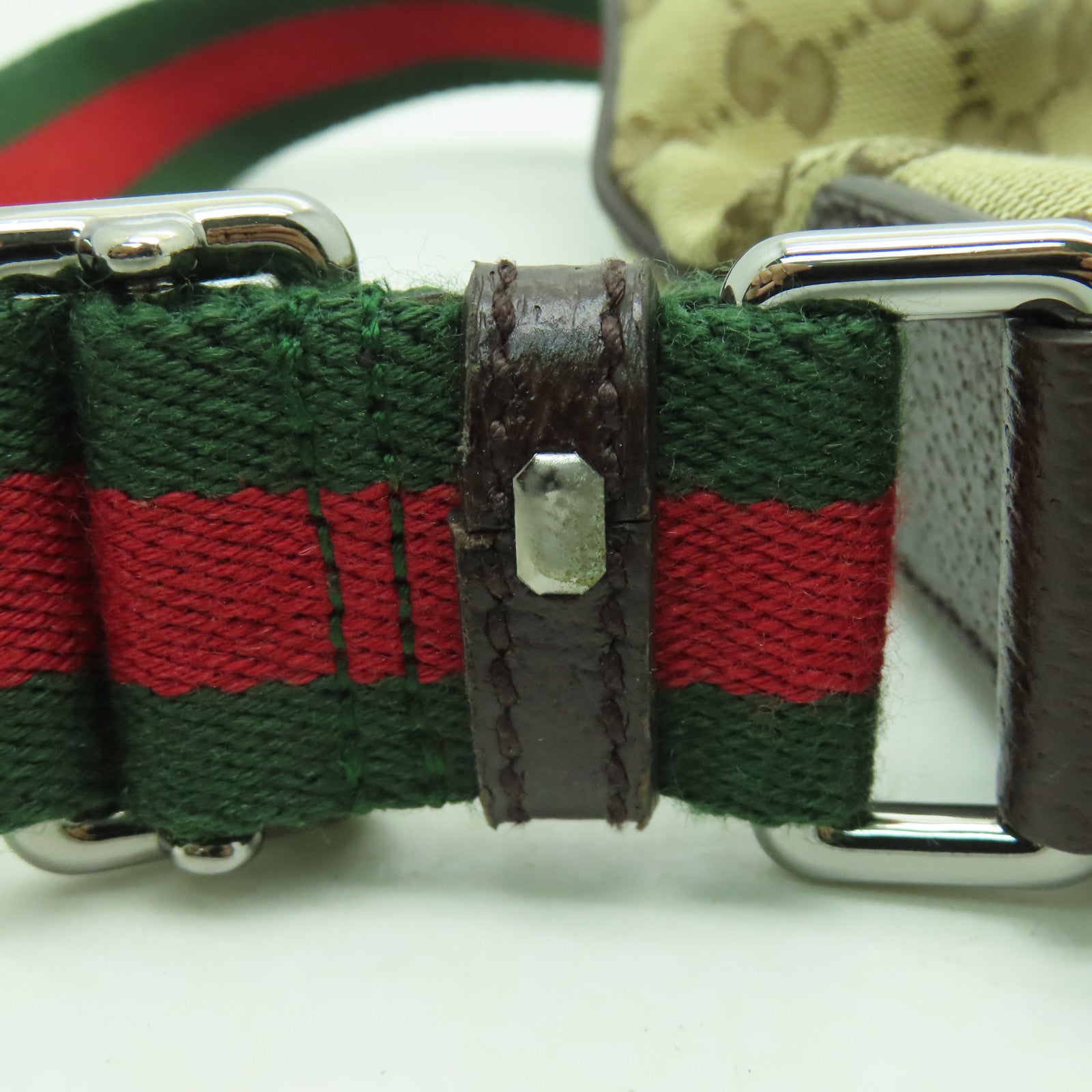 GUCCI 帆布Shoulder Bag銀扣肩背袋啡色