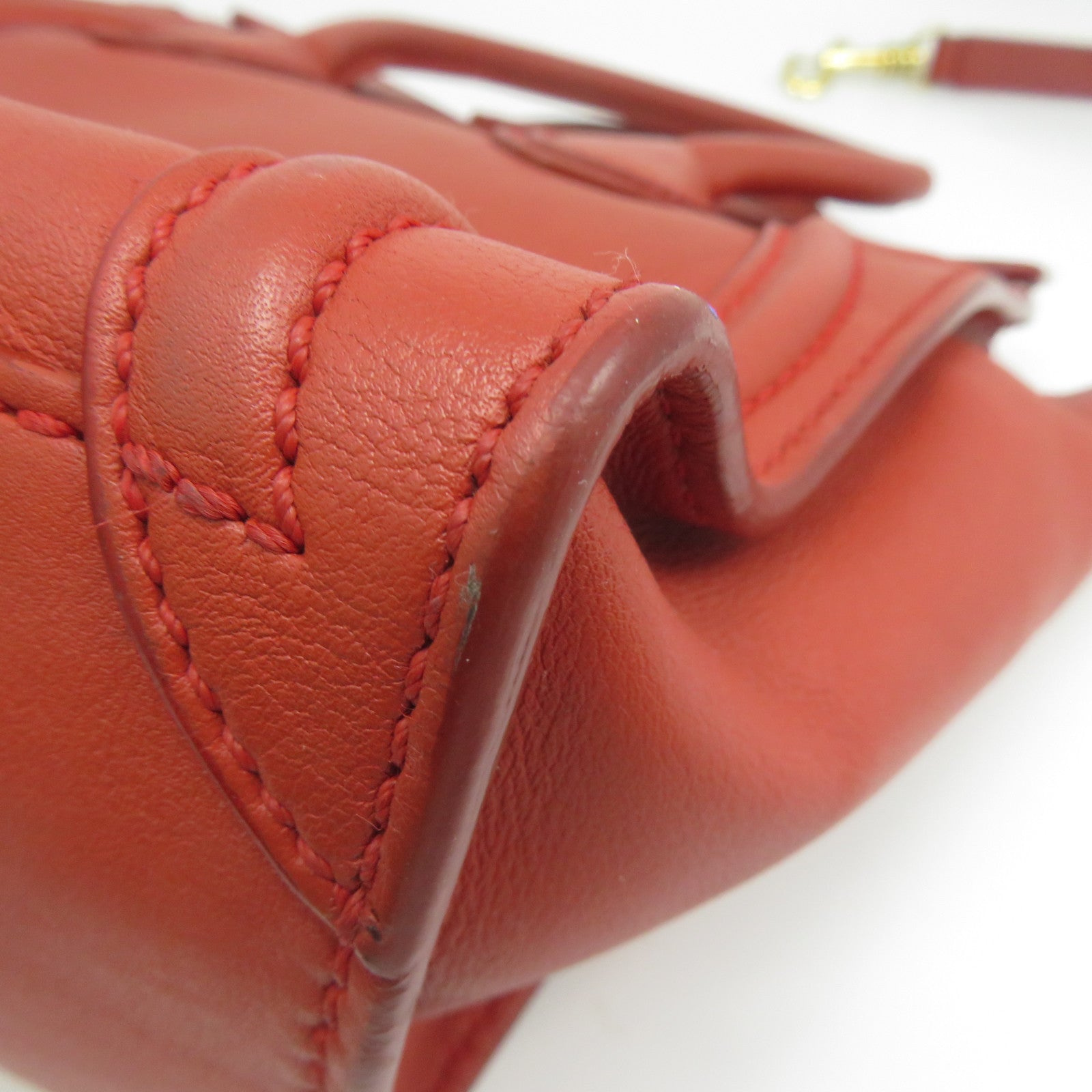 CELINE 牛皮皮革Nano Luggage金扣手挽肩背兩用袋紅色
