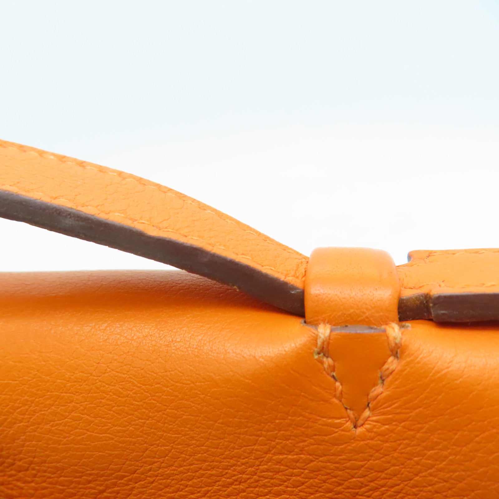 HERMES 【激減優惠】Swift皮革Kelly Pochette金扣手挽袋橙色