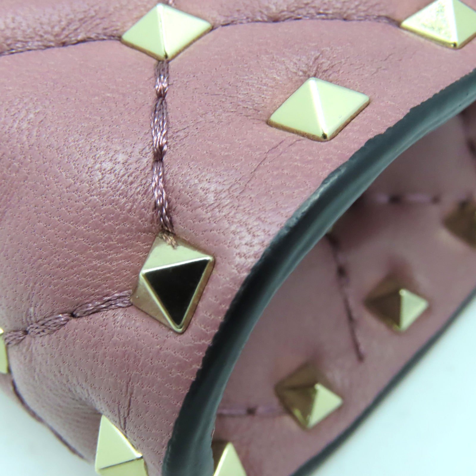 Valentino 牛皮皮革Rock Studs Chain Shoulder Bag金扣鏈帶肩背袋紫粉色