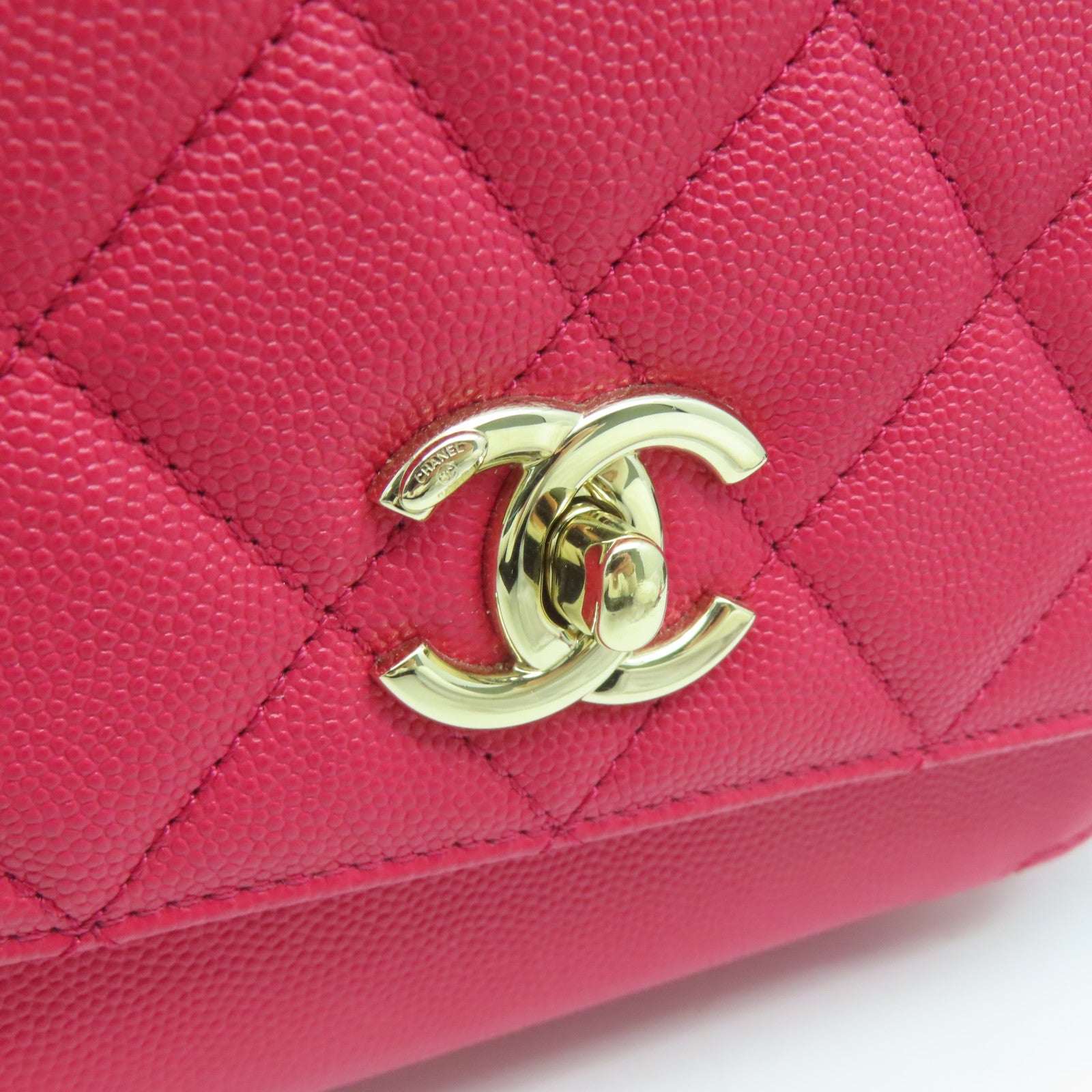 CHANEL 【激減優惠】菱格Caviar皮革Chain Shoulder金扣鏈帶肩背袋紅色