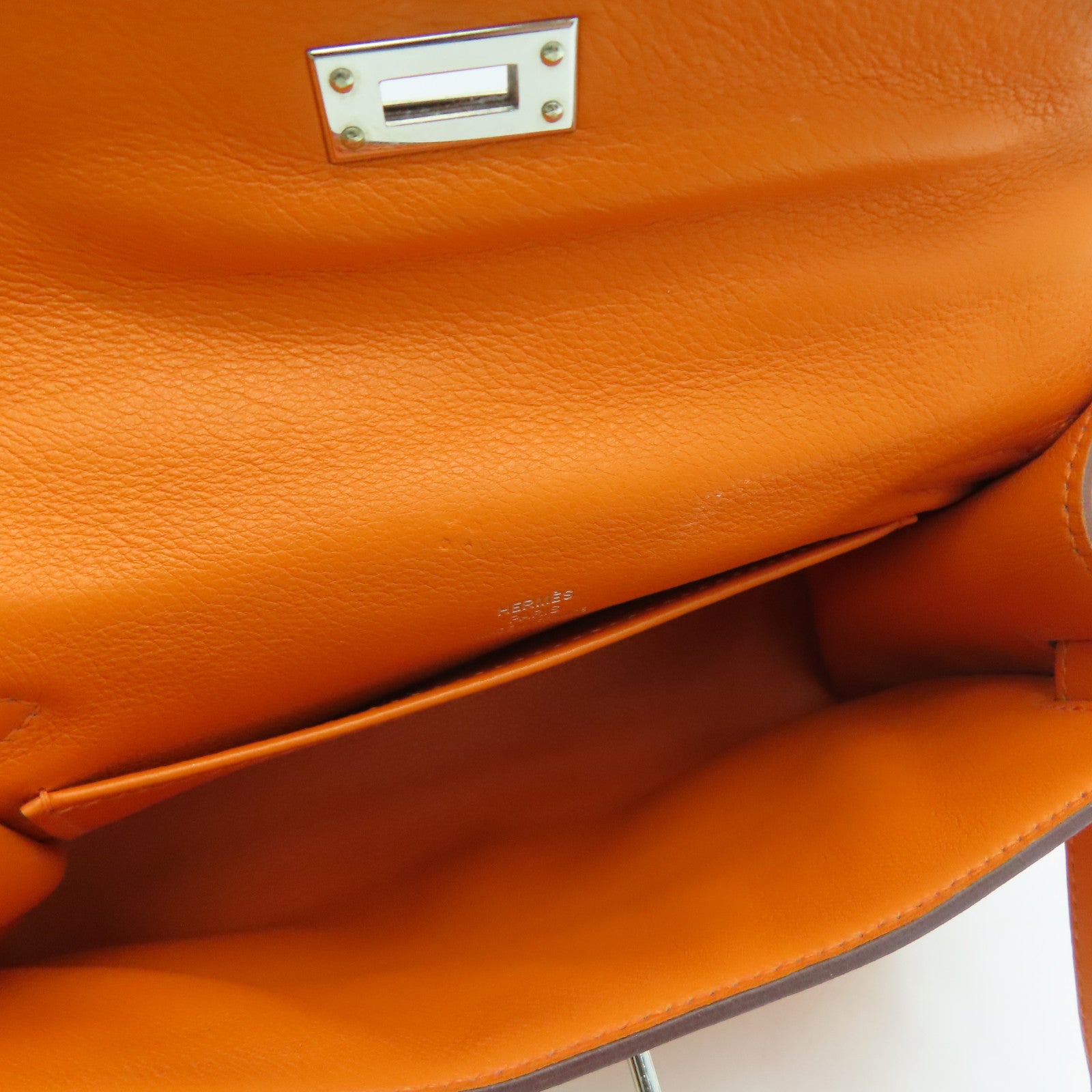HERMES 【激減優惠】Swift皮革Kelly Pochette金扣手挽袋橙色