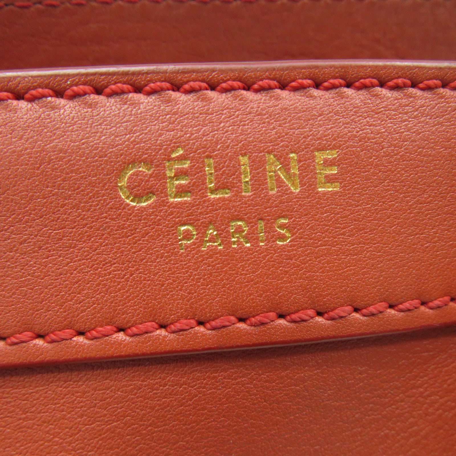 CELINE 牛皮皮革Nano Luggage金扣手挽肩背兩用袋紅色
