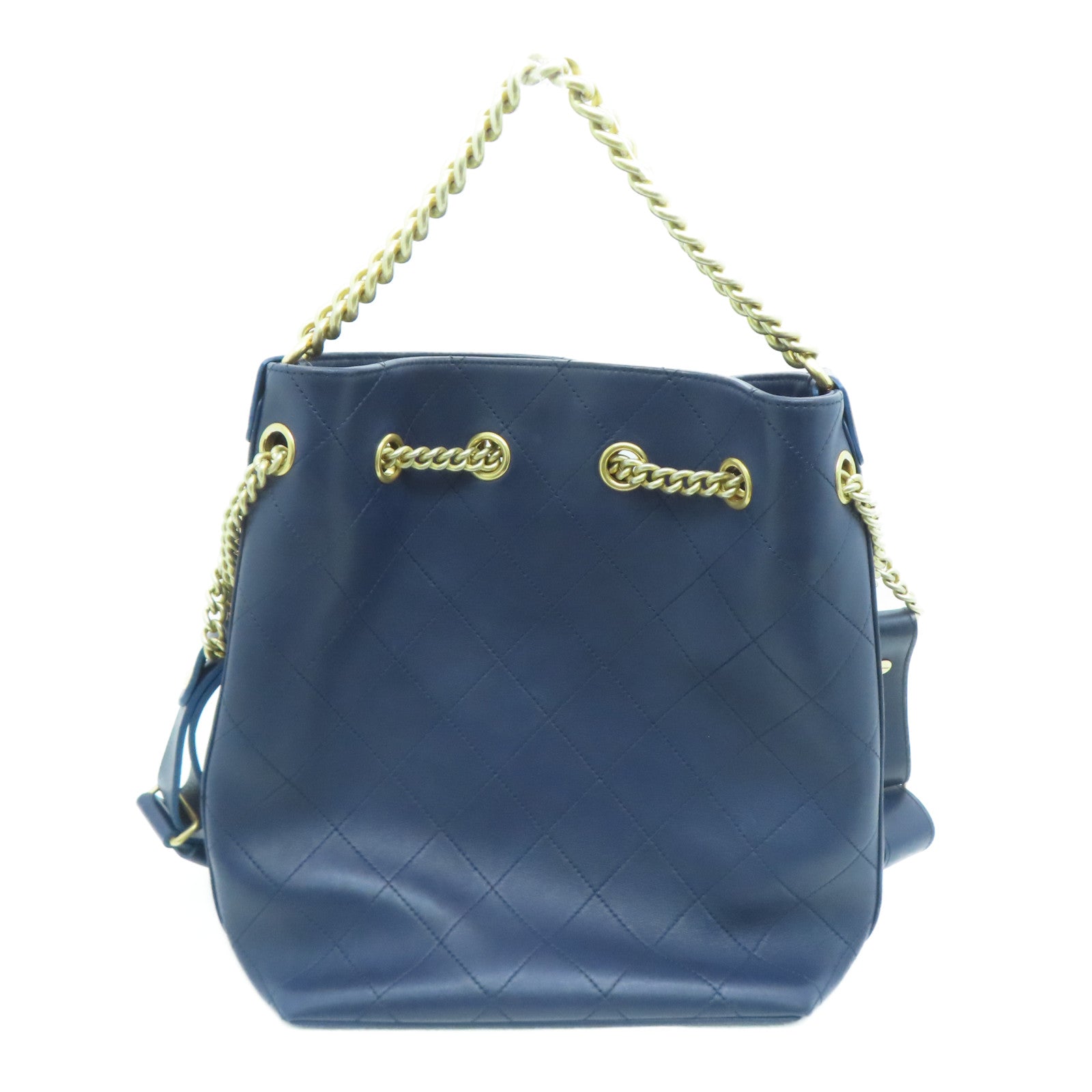 CHANEL 牛皮皮革Shoulder Bag金扣肩背袋藍色