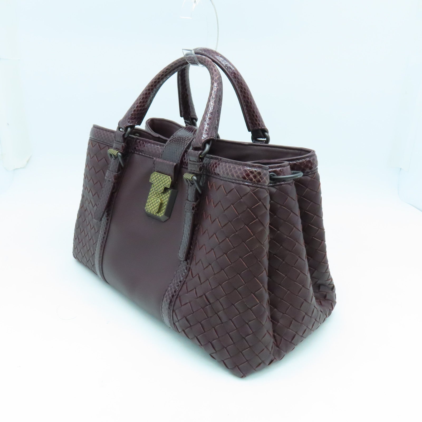 BOTTEGA VENETA 蛇皮皮革/织纹皮革Handbag手挽袋酒红色