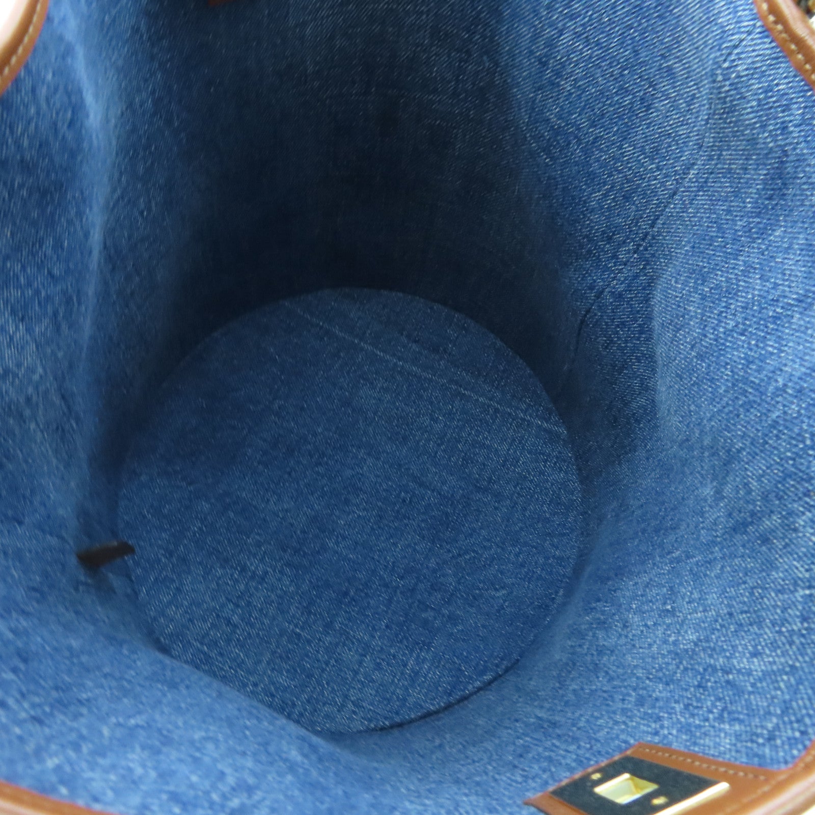 CELINE 【激減優惠】牛仔布/牛皮皮革Bucket 16金扣手挽肩背兩用袋藍色