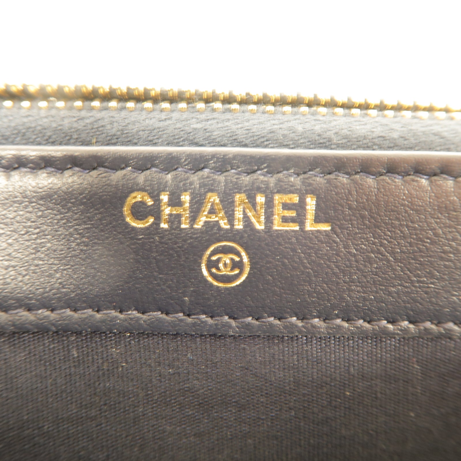 CHANEL 帆布Chain Shoulder Bag金扣鏈帶肩背袋深藍色
