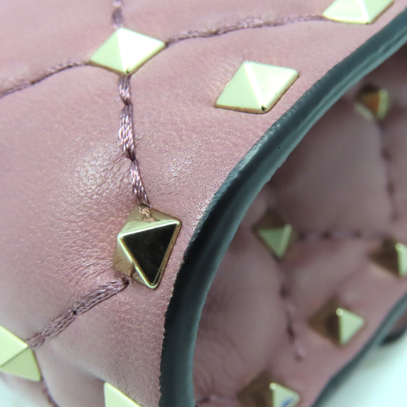 Valentino 牛皮皮革Rock Studs Chain Shoulder Bag金扣鏈帶肩背袋紫粉色