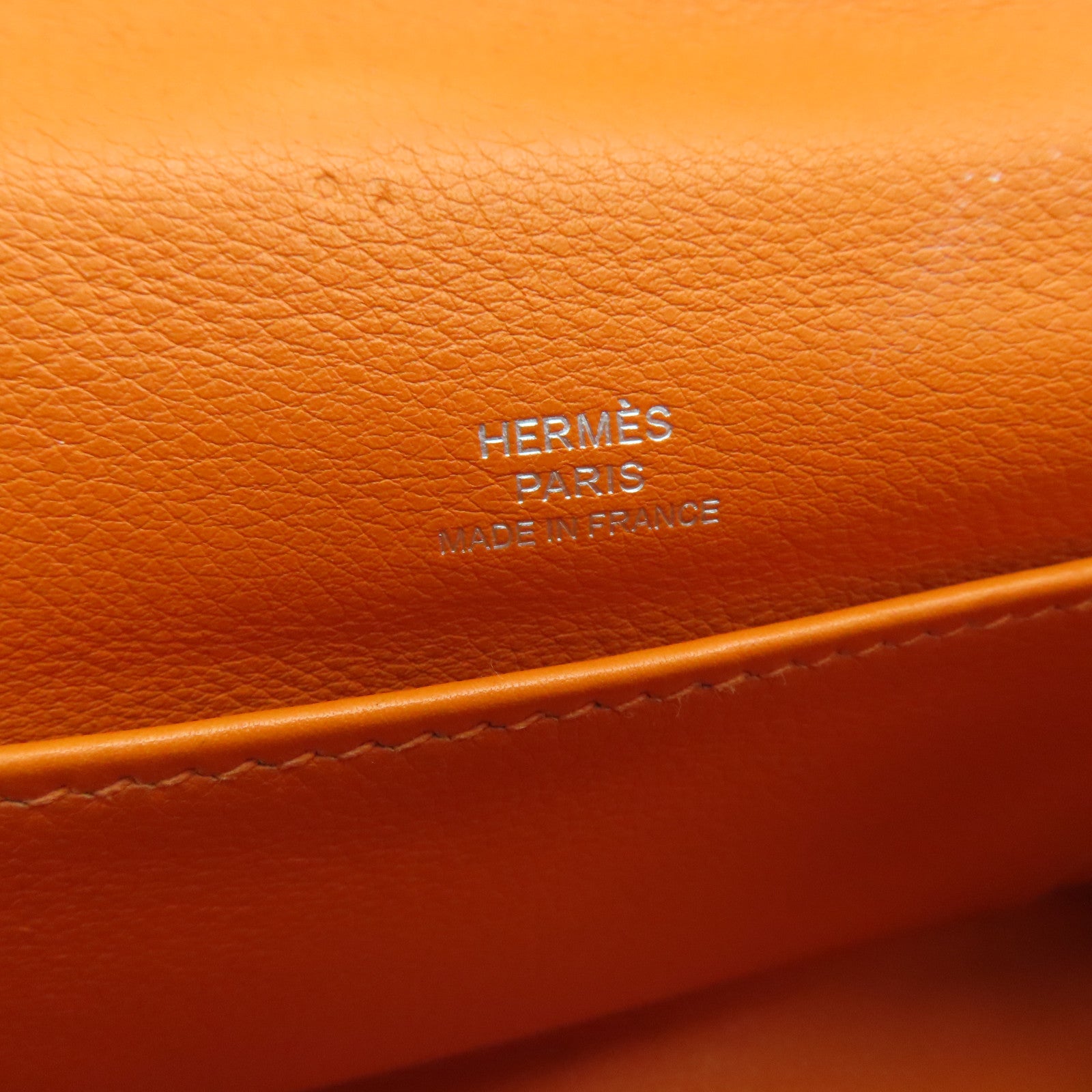 HERMES 【激減優惠】Swift皮革Kelly Pochette金扣手挽袋橙色