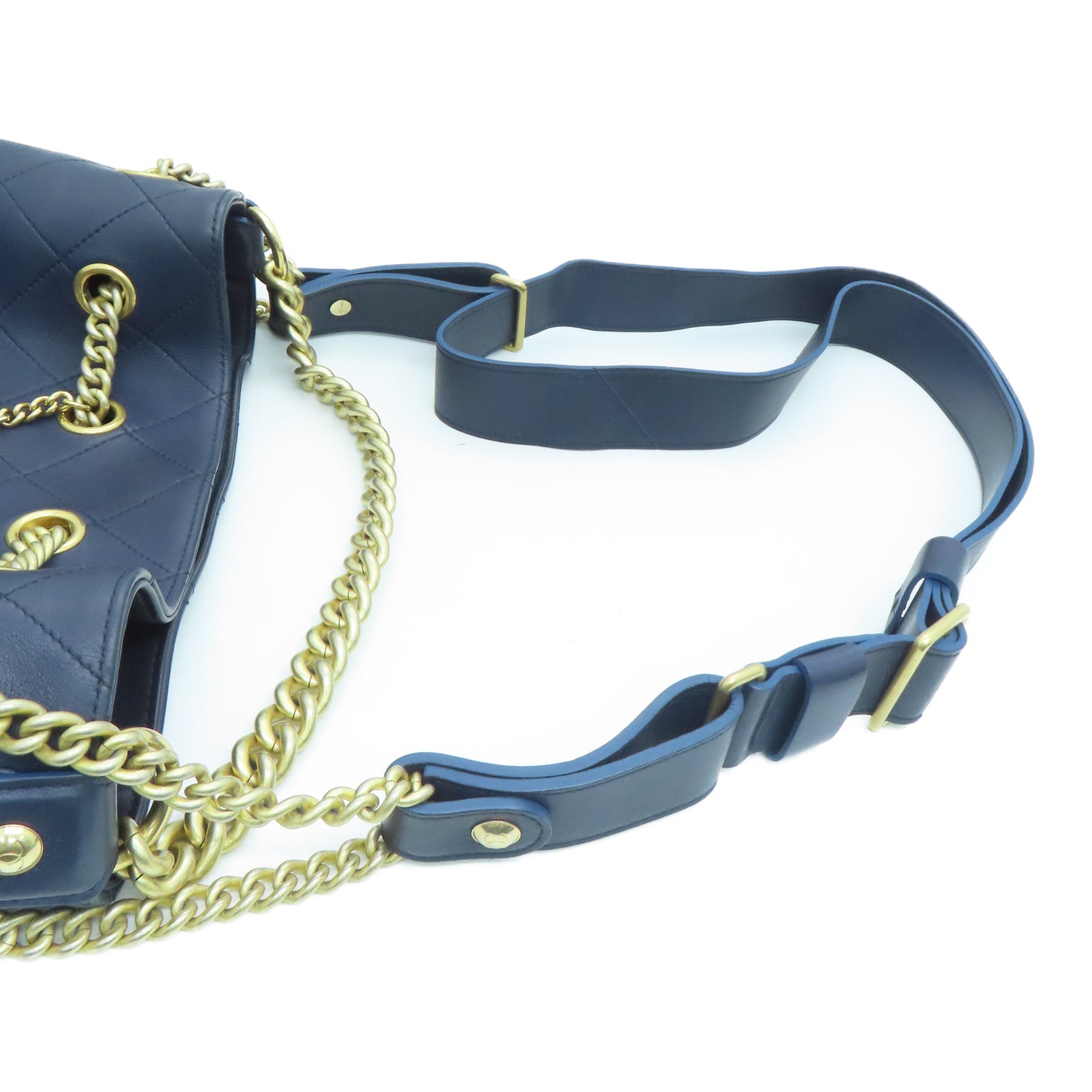 CHANEL 牛皮皮革Shoulder Bag金扣肩背袋藍色