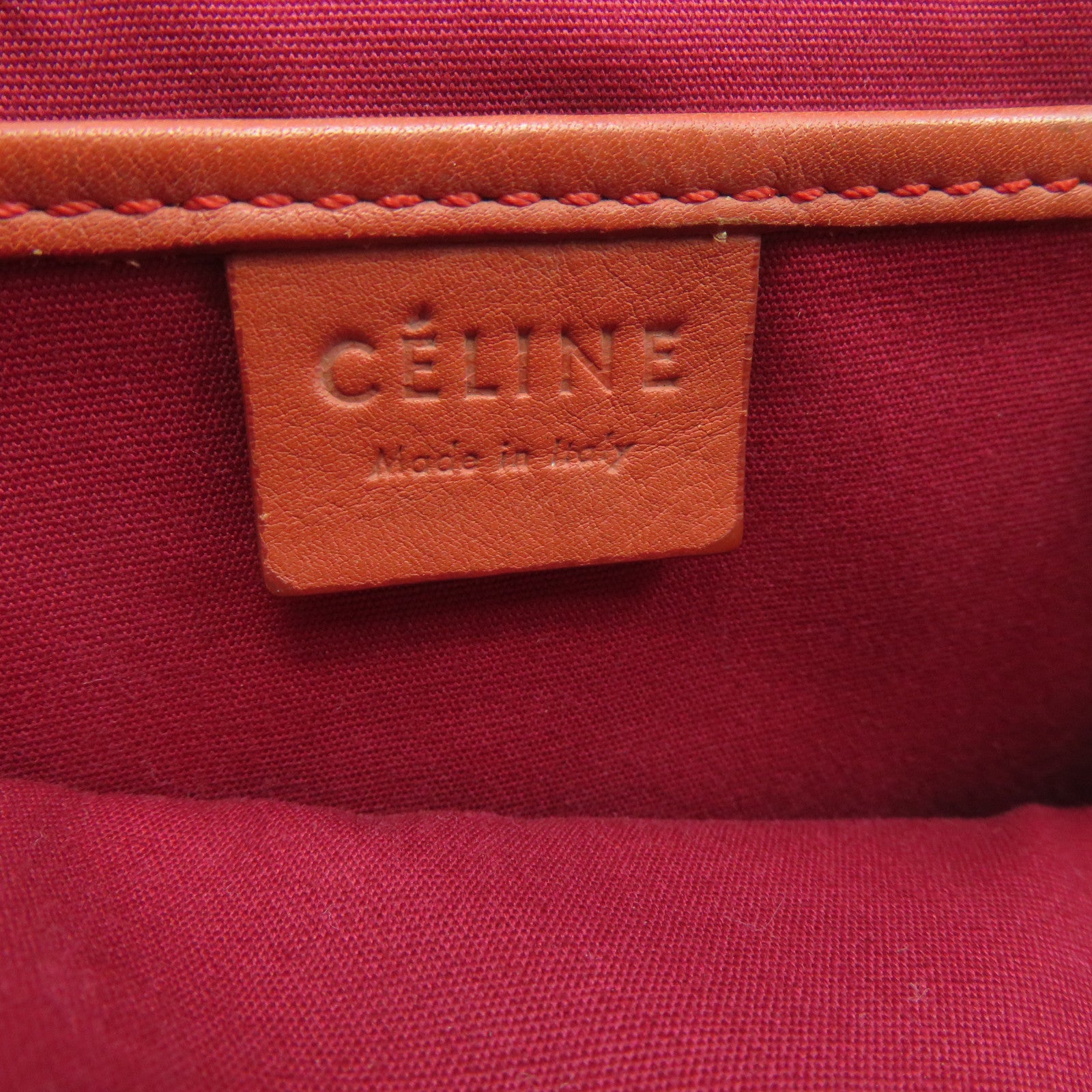 CELINE 牛皮皮革Nano Luggage金扣手挽肩背兩用袋紅色