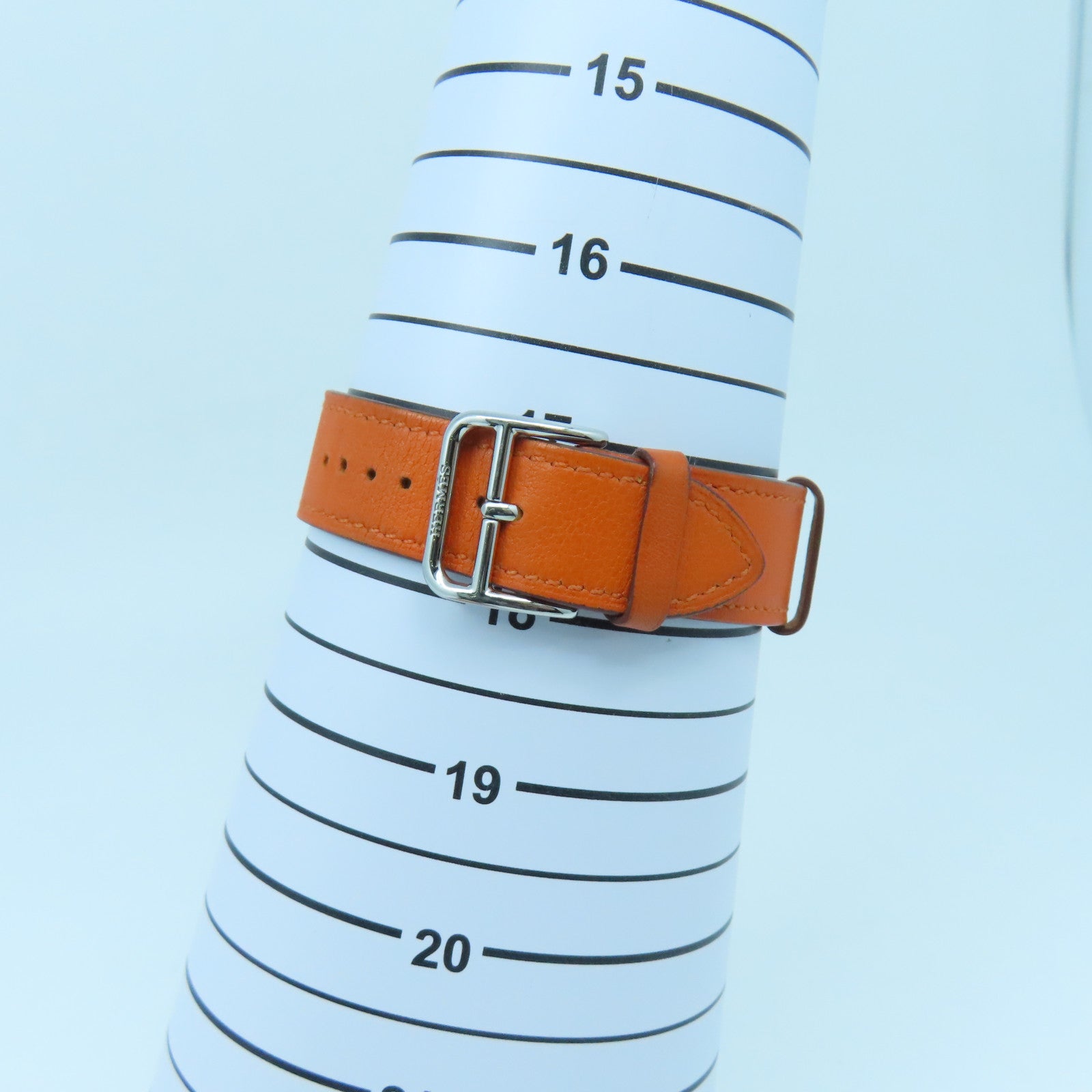 HERMES Heure H Watch GM不鏽鋼手錶石英機芯白色/橙色
