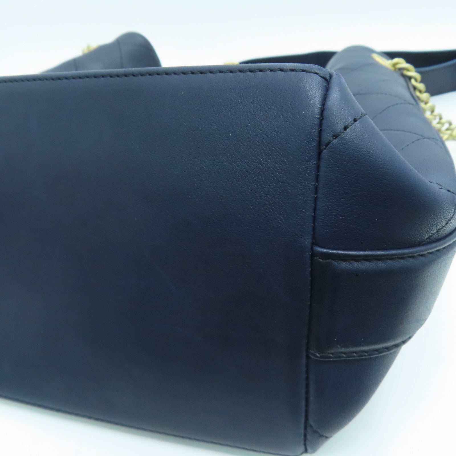 CHANEL 牛皮皮革Shoulder Bag金扣肩背袋藍色