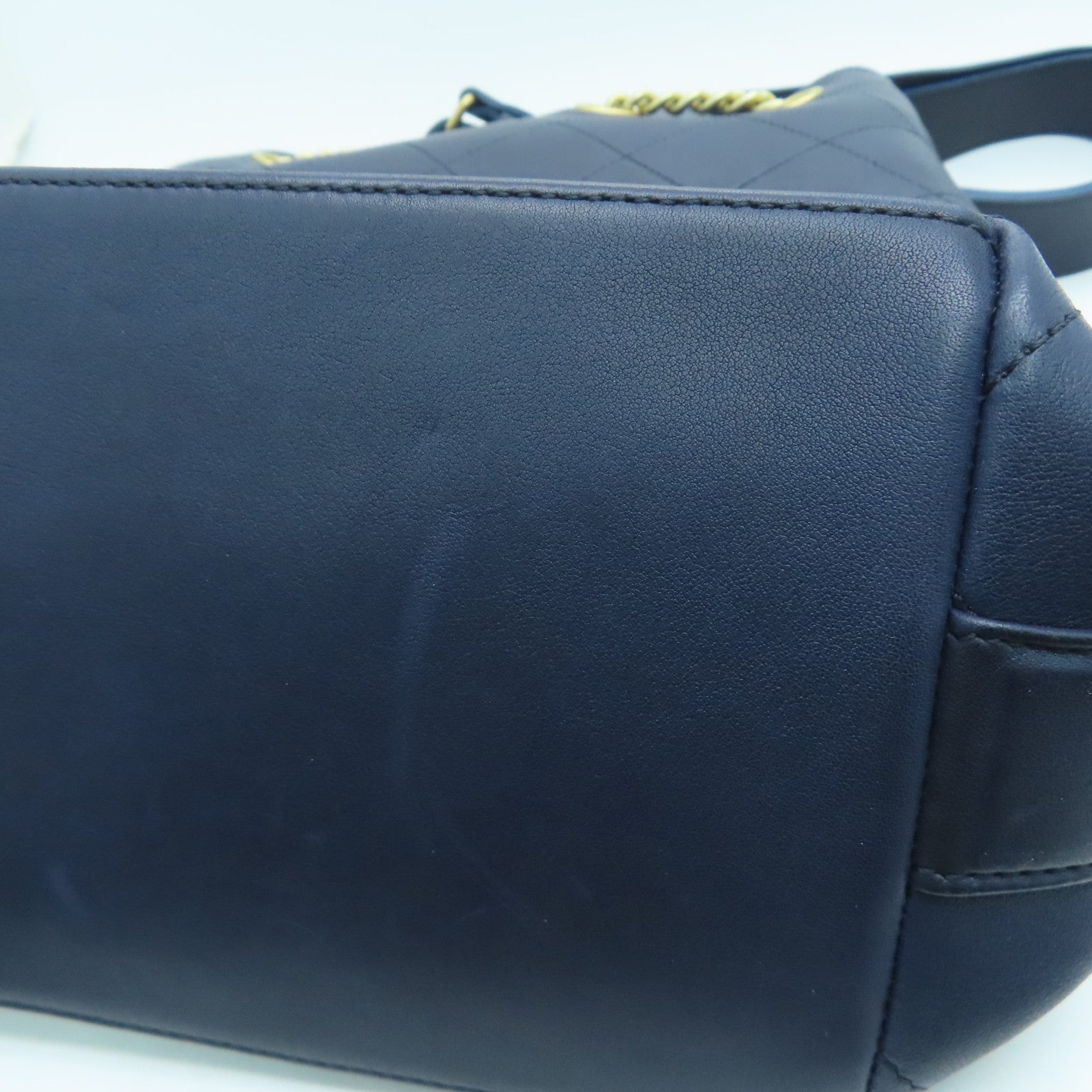 CHANEL 牛皮皮革Shoulder Bag金扣肩背袋藍色