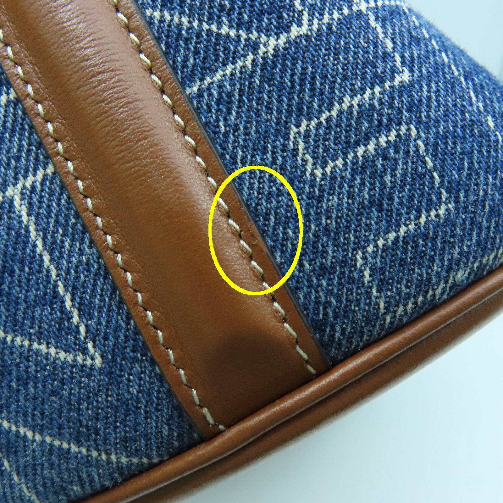 CELINE 【激減優惠】牛仔布/牛皮皮革Bucket 16金扣手挽肩背兩用袋藍色