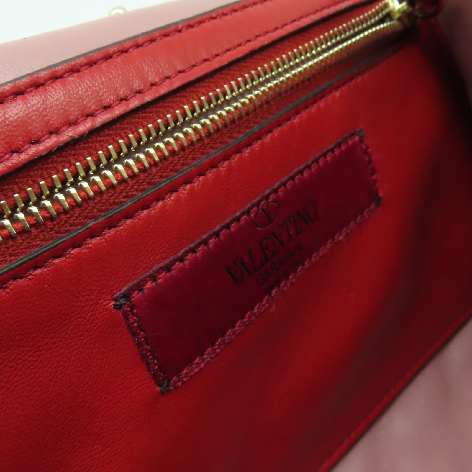 Valentino 牛皮皮革Rock Studs Chain Shoulder Bag金扣鏈帶肩背袋紫粉色