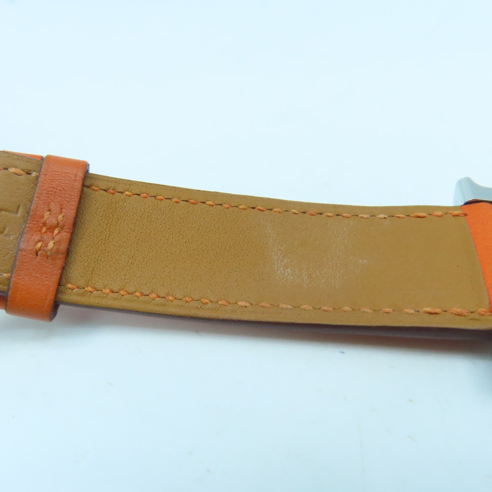 HERMES Heure H Watch GM不鏽鋼手錶石英機芯白色/橙色