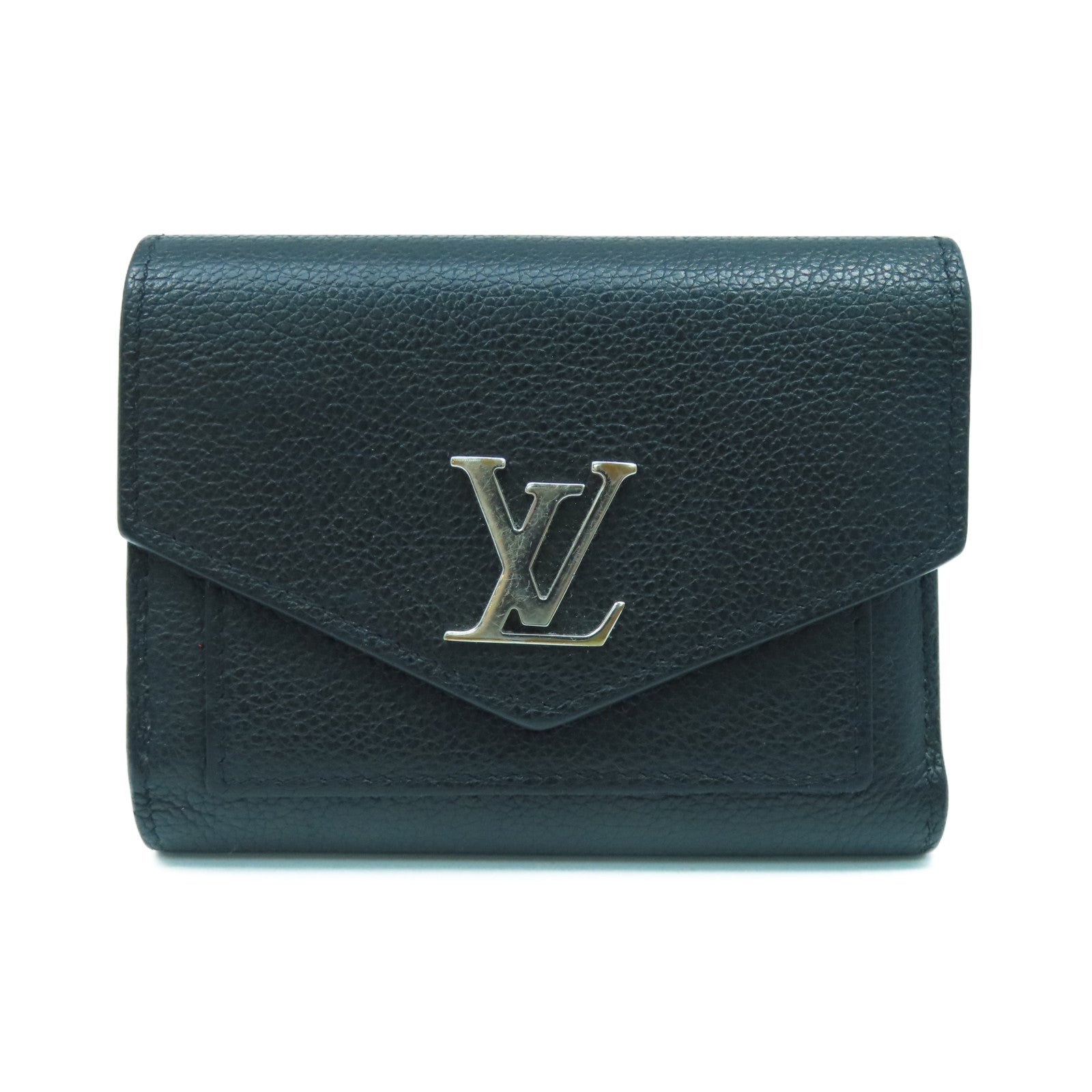 LOUIS VUITTON 【激減優惠】牛皮皮革Mylockme Compact Wallet銀扣錢包黑色