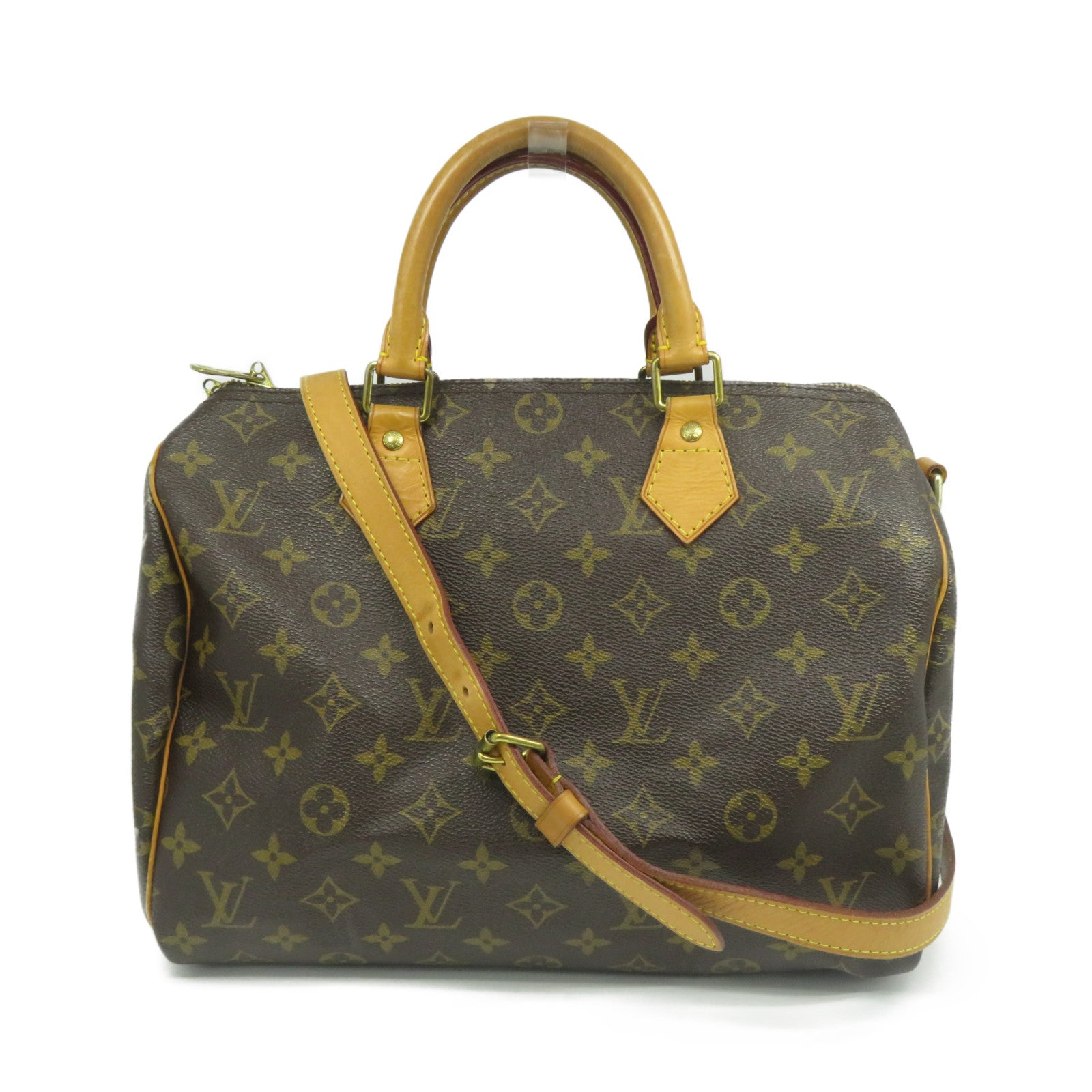 LOUIS VUITTON Monogram Speedy Bandouliere 30金扣手挽肩背兩用袋啡色