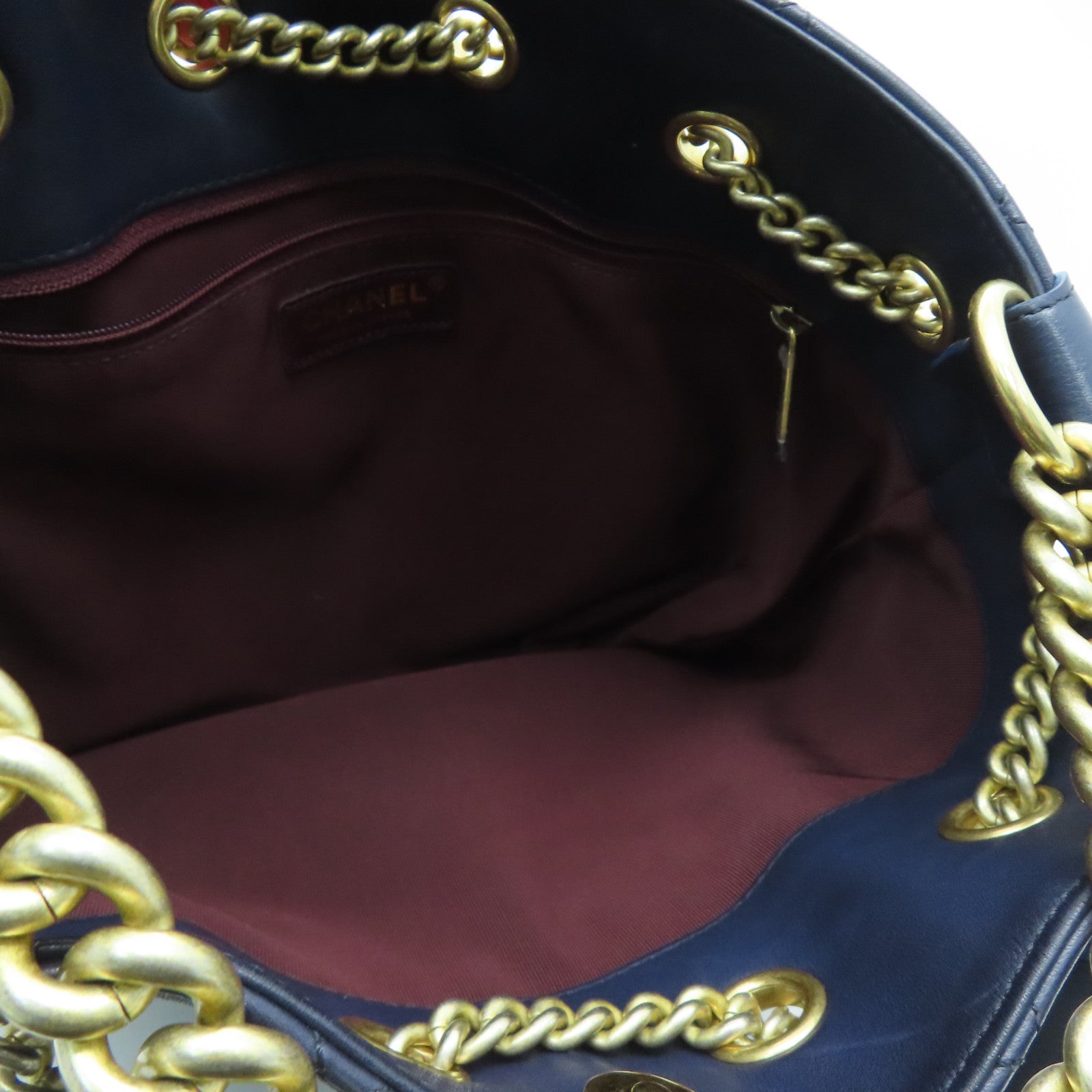 CHANEL 牛皮皮革Shoulder Bag金扣肩背袋藍色