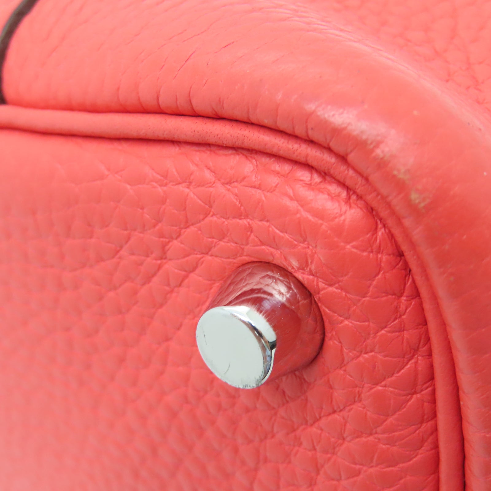 HERMES Taurillon Clemence皮革Picotin PM银扣手挽袋糖果红色