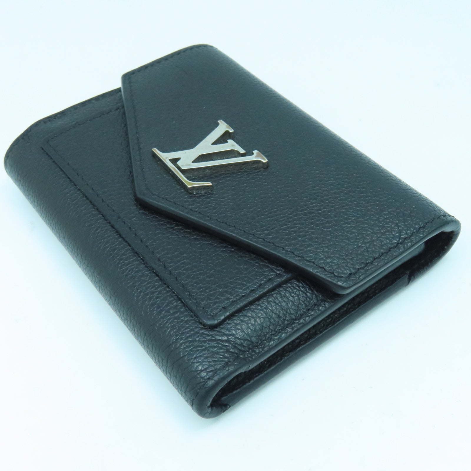 LOUIS VUITTON 【激減優惠】牛皮皮革Mylockme Compact Wallet銀扣錢包黑色