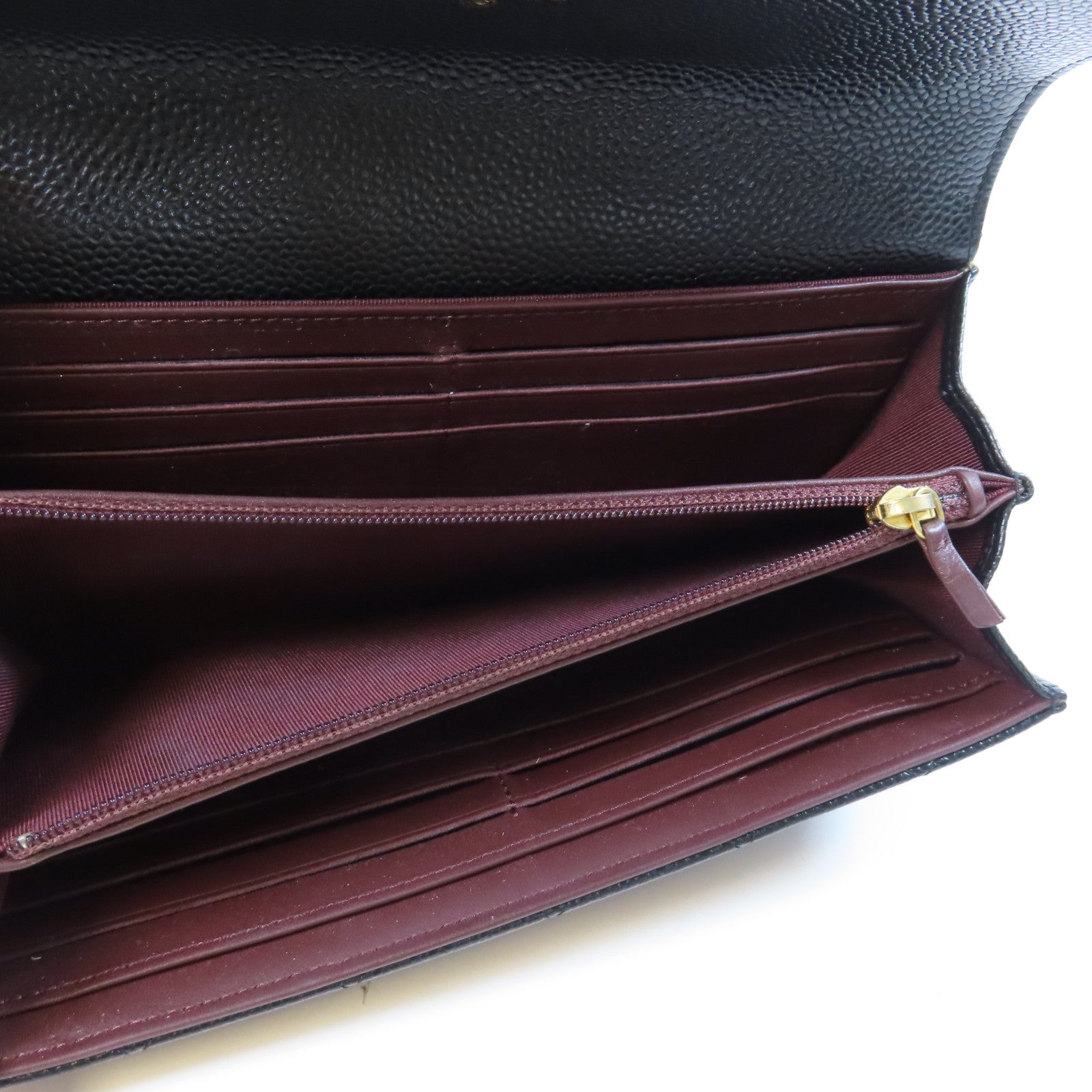 CHANEL 菱格Caviar皮革Long Wallet金扣長錢包黑色