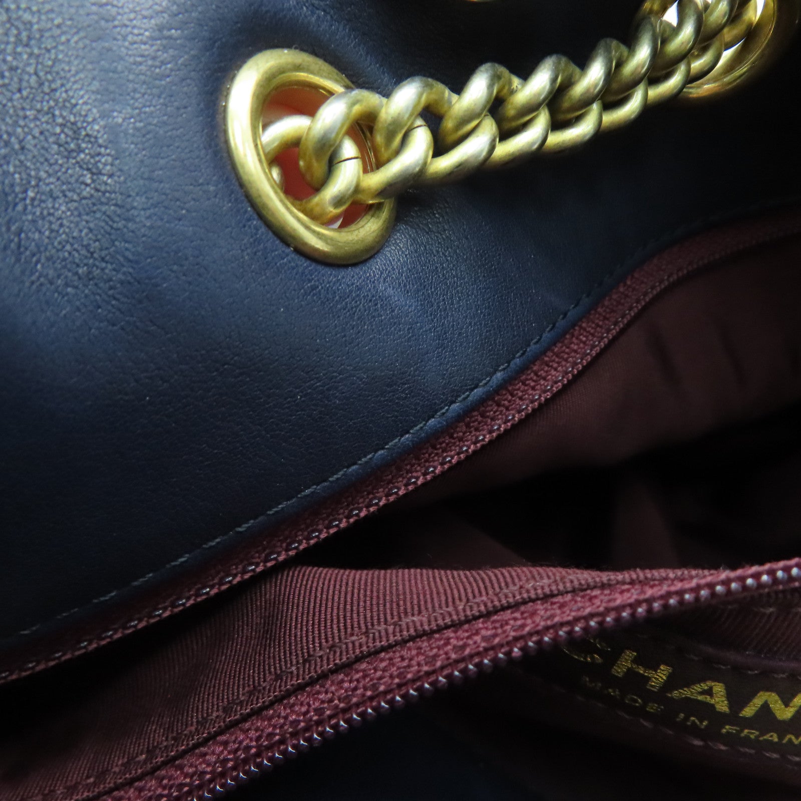 CHANEL 牛皮皮革Shoulder Bag金扣肩背袋藍色