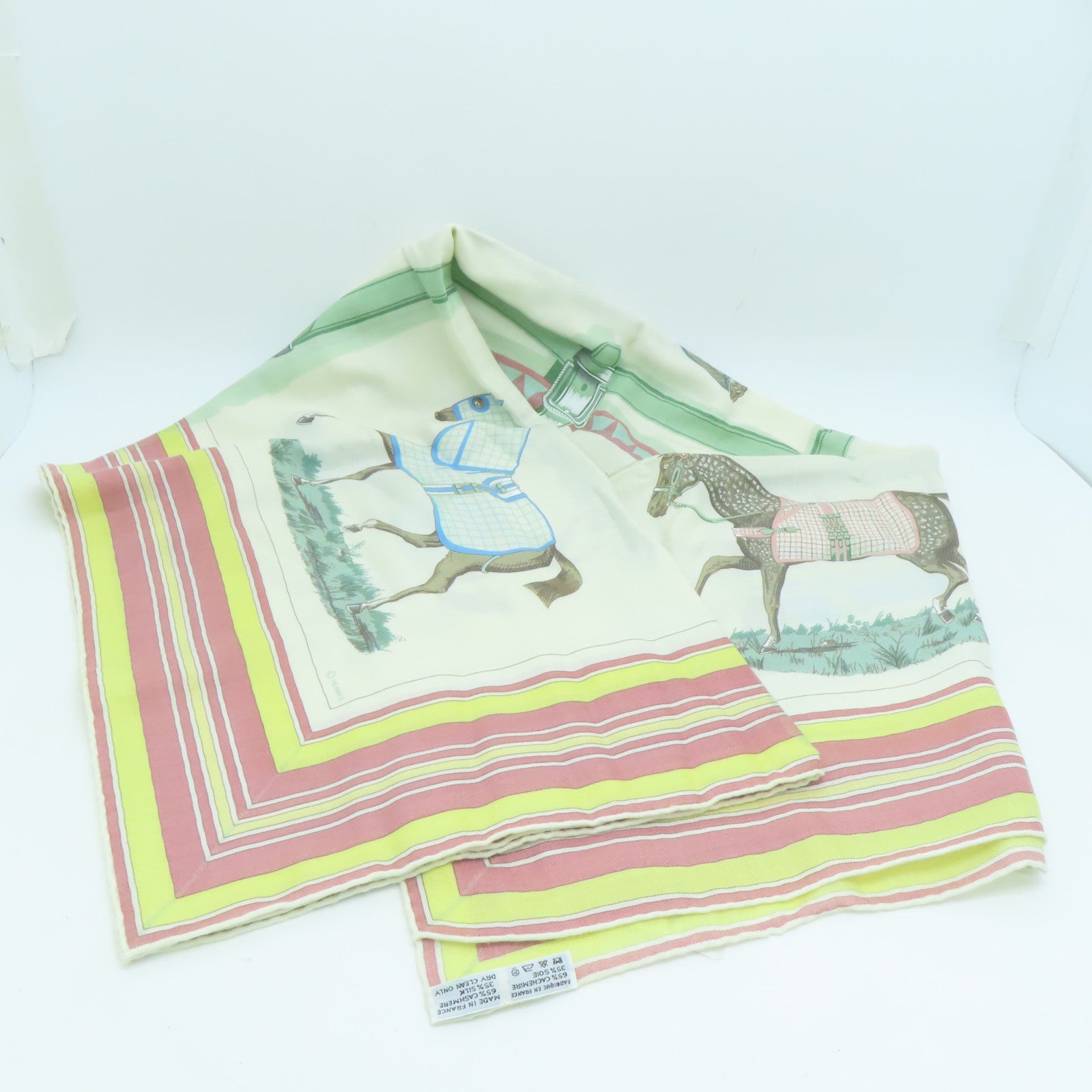 HERMES 羊絨/絲質Scarf絲巾彩色