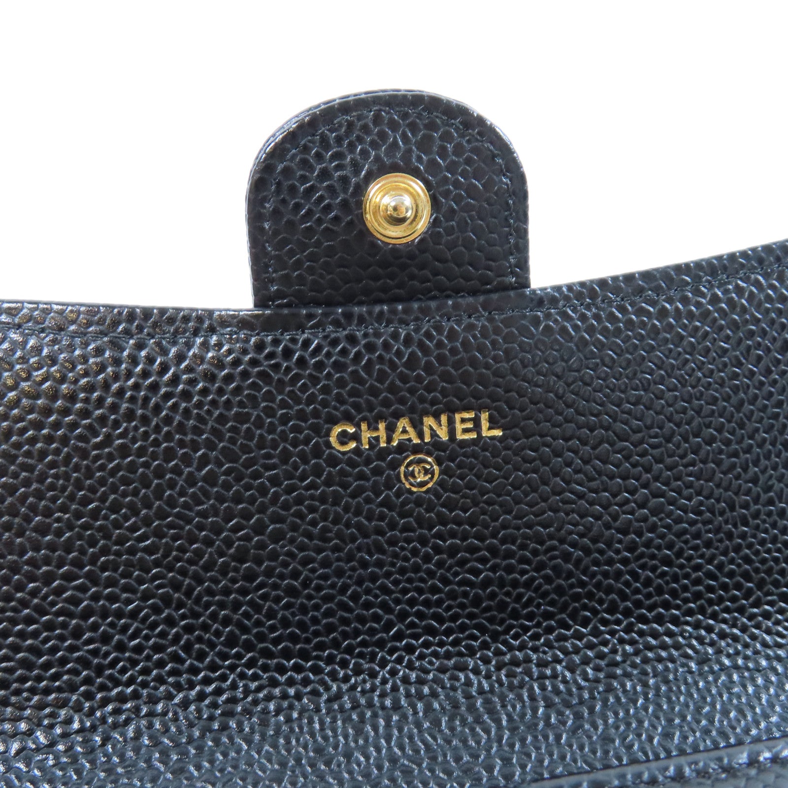 CHANEL 菱格Caviar皮革Long Wallet金扣長錢包黑色