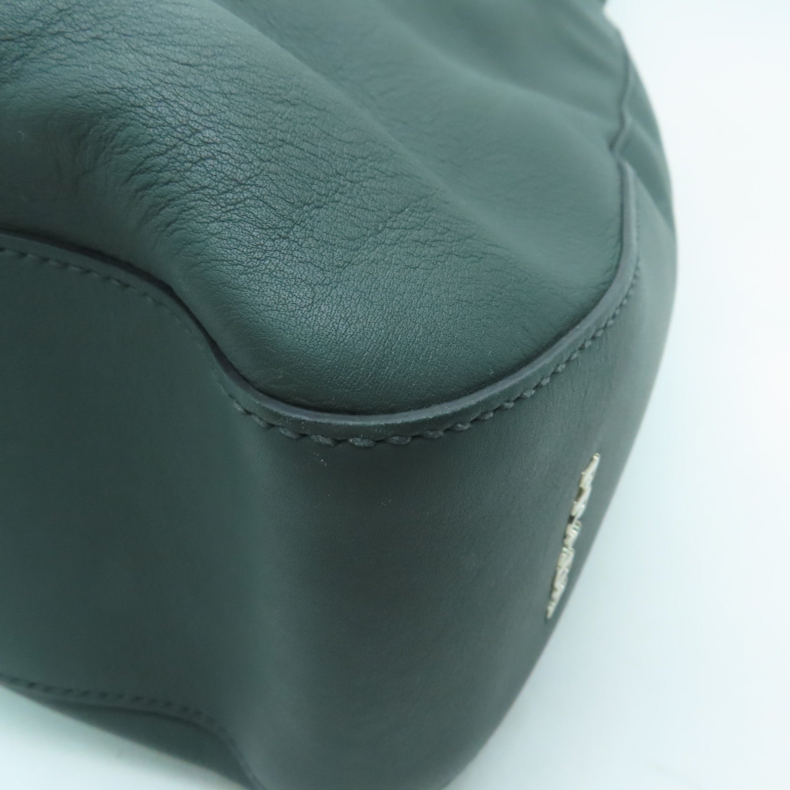 PRADA 牛皮皮革Shoulder Bag銀扣肩背袋綠色