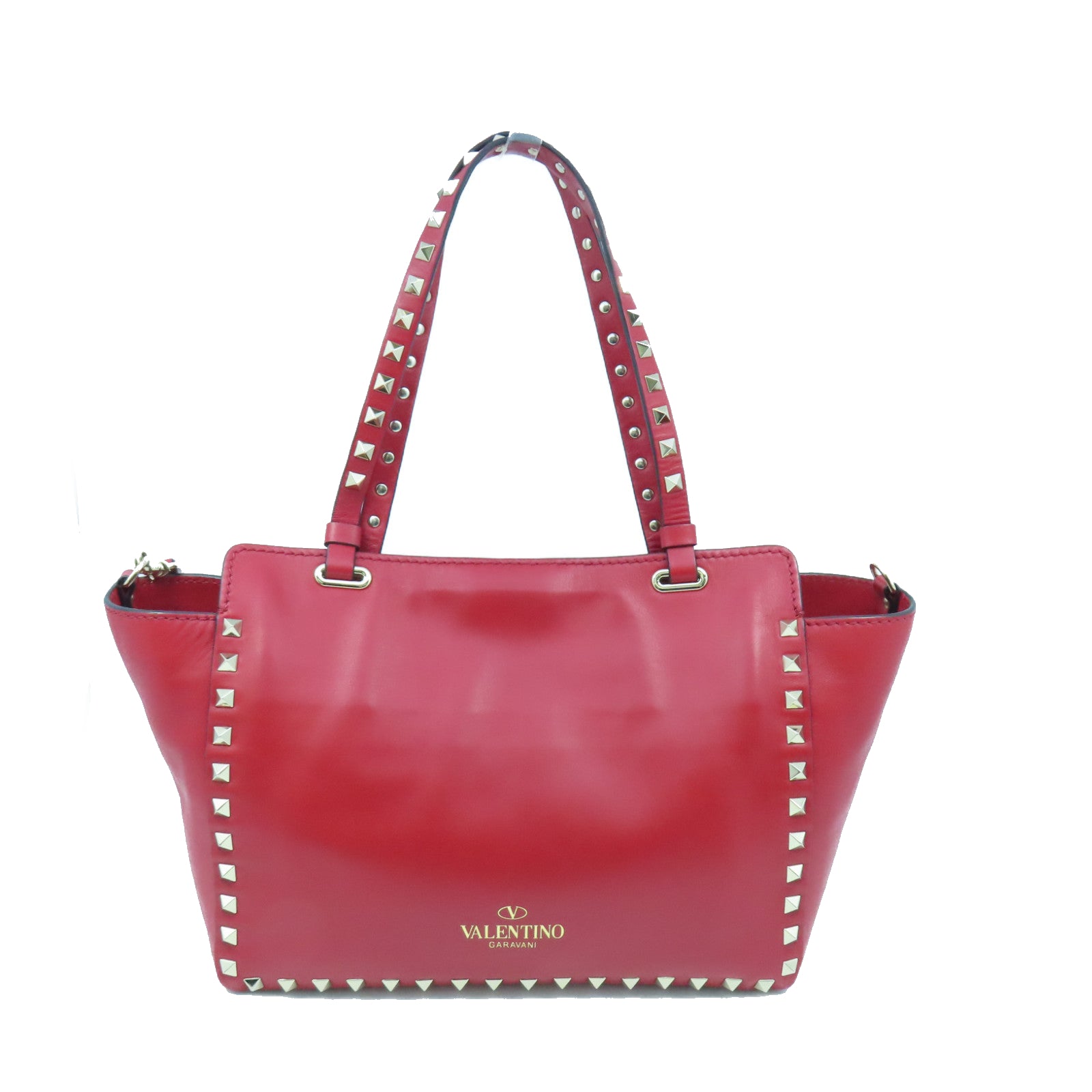 Valentino cowhide leather 2way Shoulder Bag gold buckle handle shoulder bag red