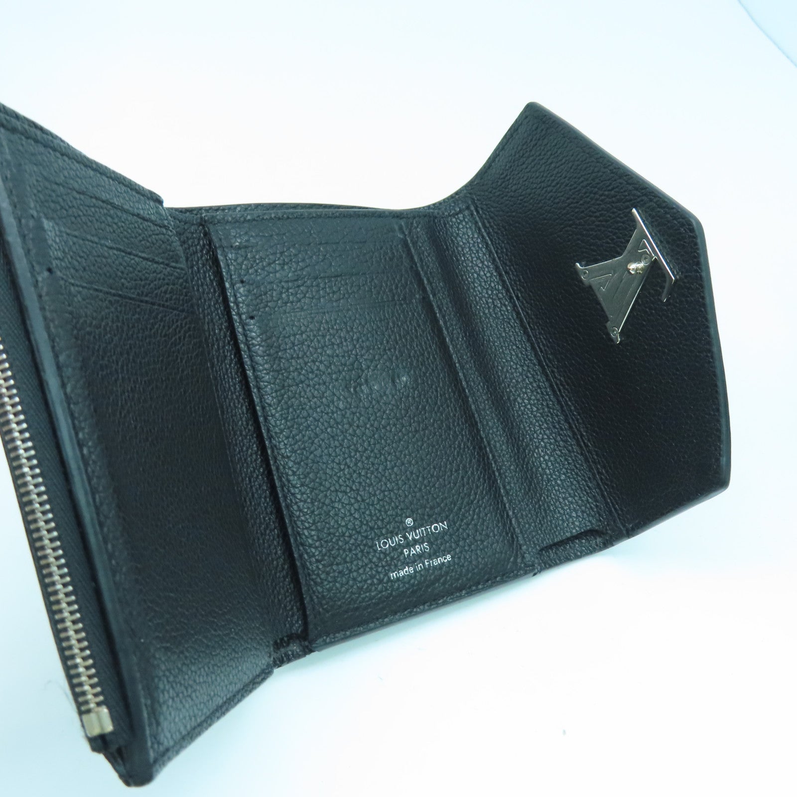 LOUIS VUITTON 【激減優惠】牛皮皮革Mylockme Compact Wallet銀扣錢包黑色