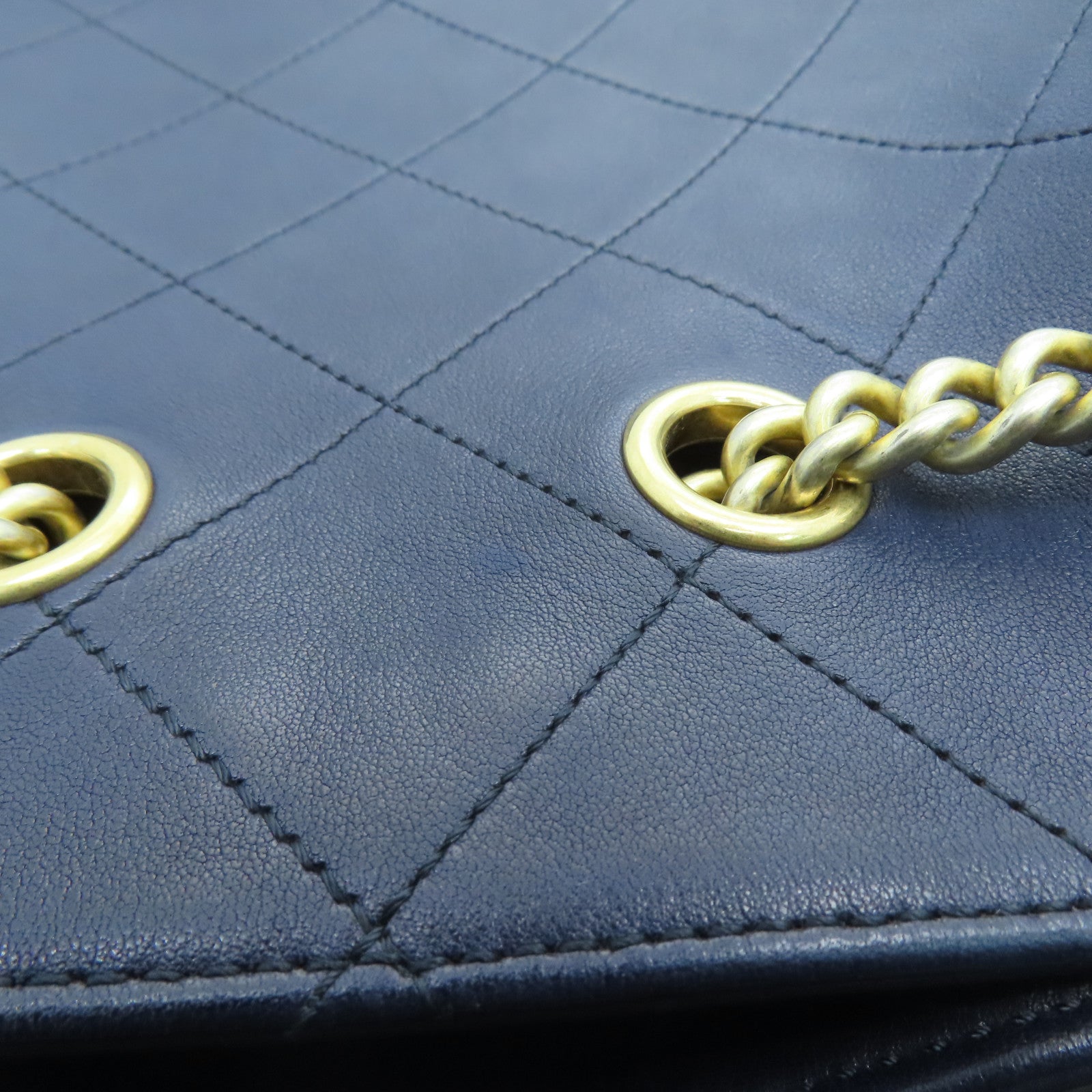 CHANEL 牛皮皮革Shoulder Bag金扣肩背袋藍色