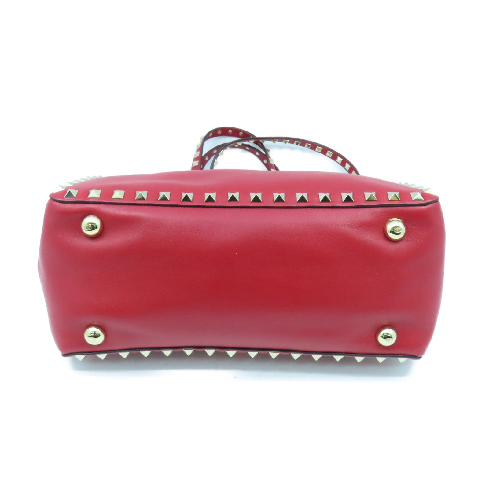 Valentino cowhide leather 2way Shoulder Bag gold buckle handle shoulder bag red