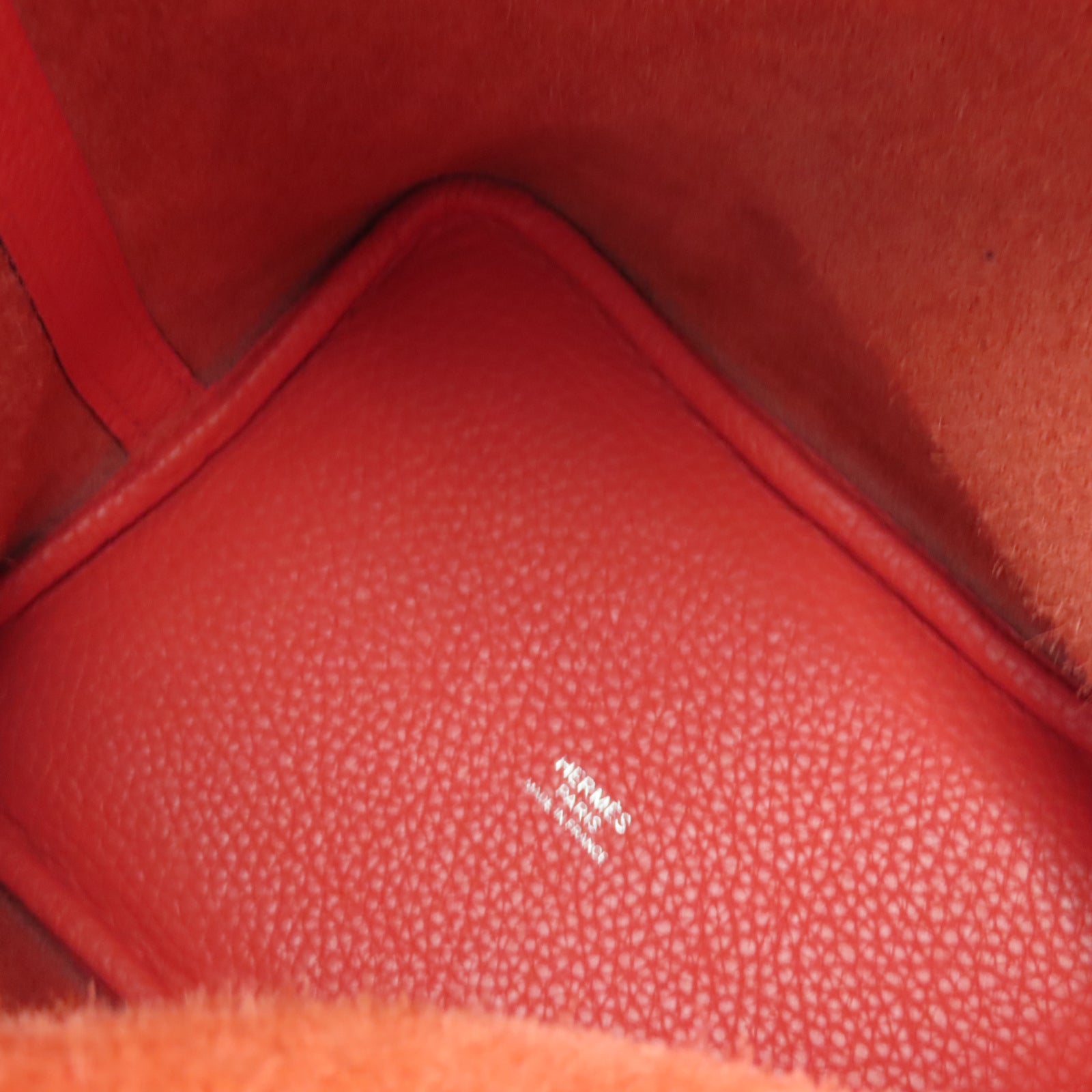 HERMES Taurillon Clemence皮革Picotin PM银扣手挽袋糖果红色